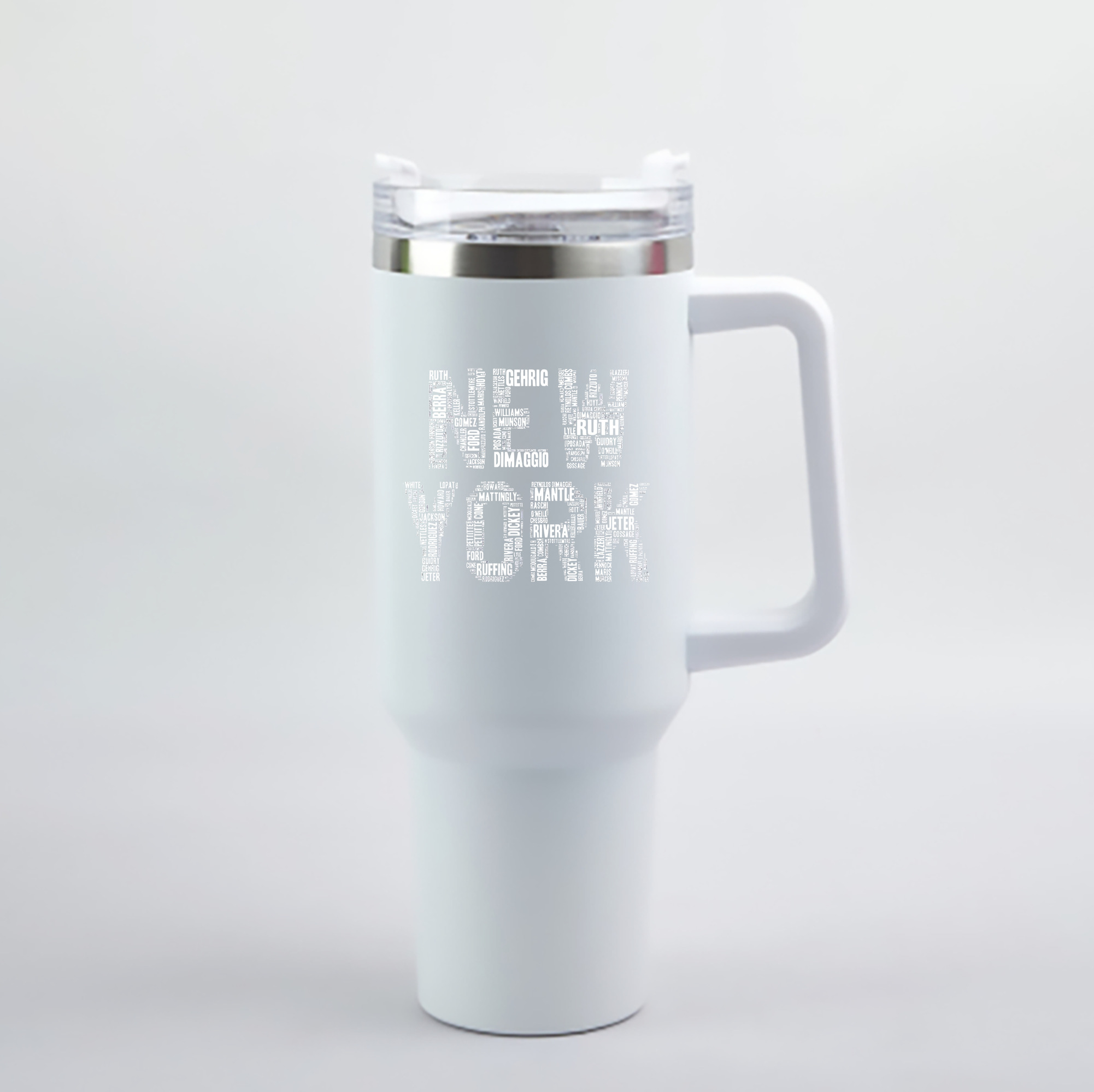 New York Yankees 277 40oz Handle Car Cup With Crystal Sticker Design – Durable Stainless Steel Travel Mug With Reusable Straw – Double Wall Insulated
