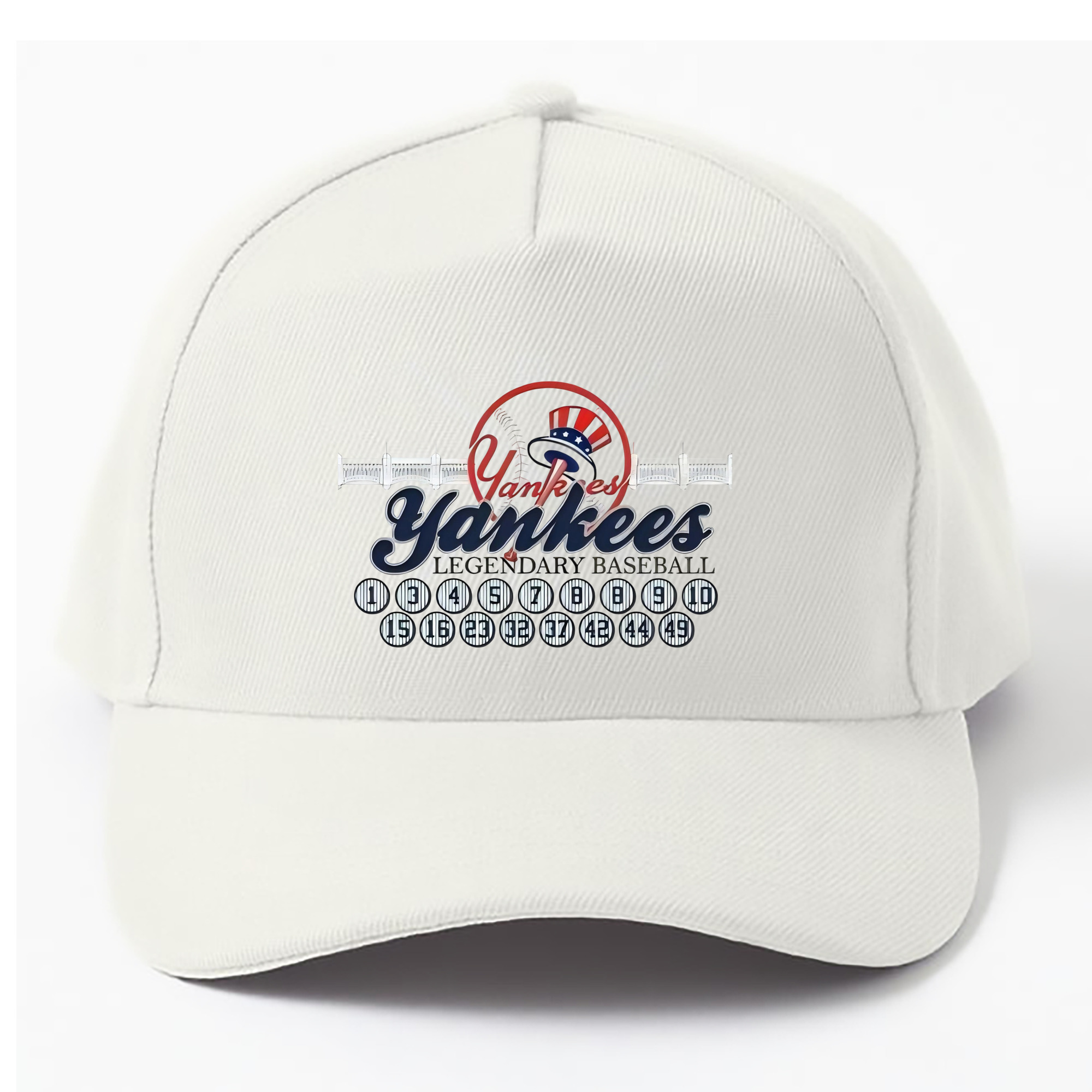 New York Yankees Legendary Baseball 100% Cotton Baseball Cap – Heat Transfer Print – Comfortable, Durable, Perfect For Sports & Everyday Wear