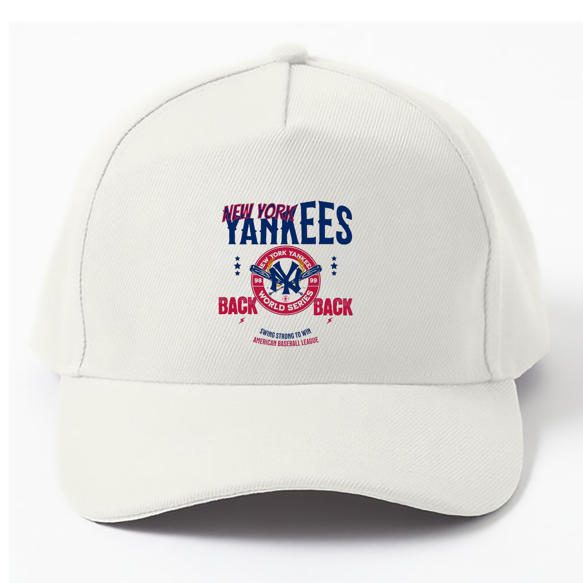 New York Yankees WS Back 2 Back 98-99 100% Cotton Baseball Cap – Heat Transfer Print – Comfortable, Durable, Perfect For Sports & Everyday Wear