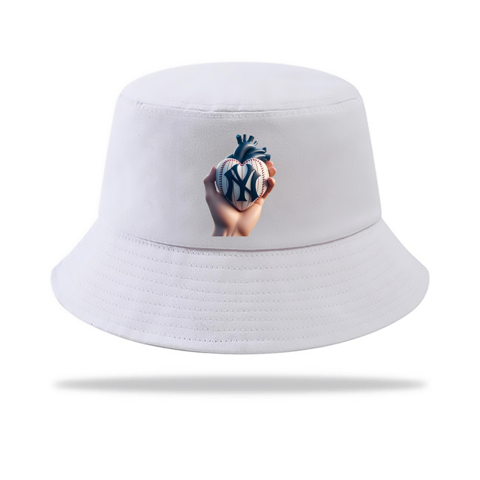 New York Yankees Heart Outdoor Sun Protection Bucket Hat – Lightweight Breathable Knit & Woven Fabric – Ergonomic Wide Brim, Sweat-Absorbent, Stylish & Comfortable For Sports And Everyday Wear