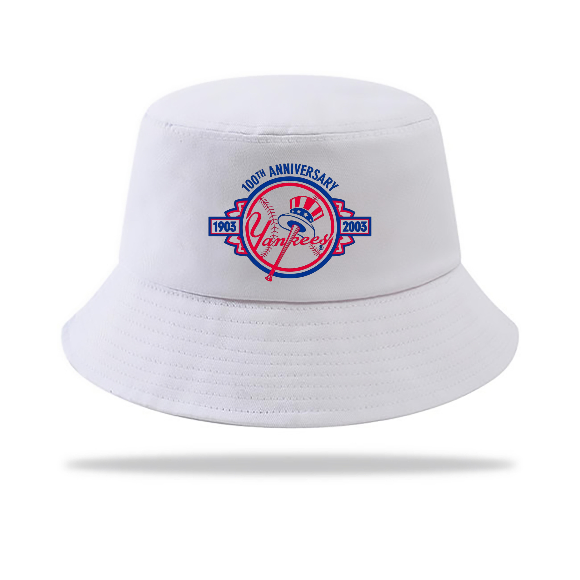 New York Yankees 100th Anniversary 1903-2003 Outdoor Sun Protection Bucket Hat – Lightweight Breathable Knit & Woven Fabric – Ergonomic Wide Brim, Sweat-Absorbent, Stylish & Comfortable For Sports And Everyday Wear