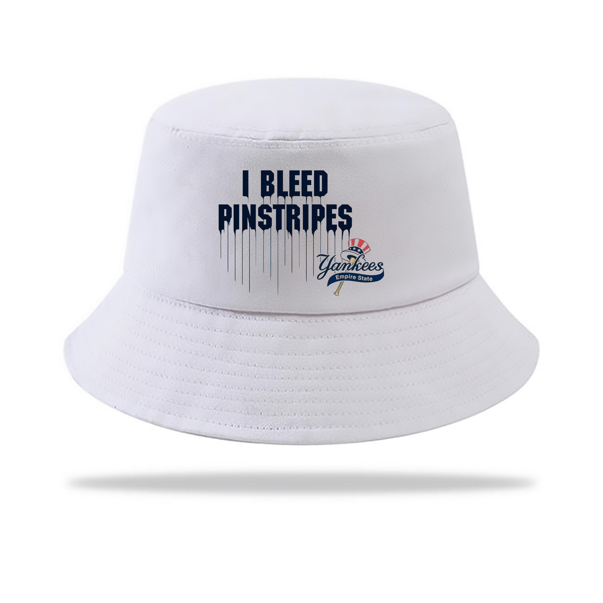 New York Yankees I Bleed Pinstripes Outdoor Sun Protection Bucket Hat – Lightweight Breathable Knit & Woven Fabric – Ergonomic Wide Brim, Sweat-Absorbent, Stylish & Comfortable For Sports And Everyday Wear
