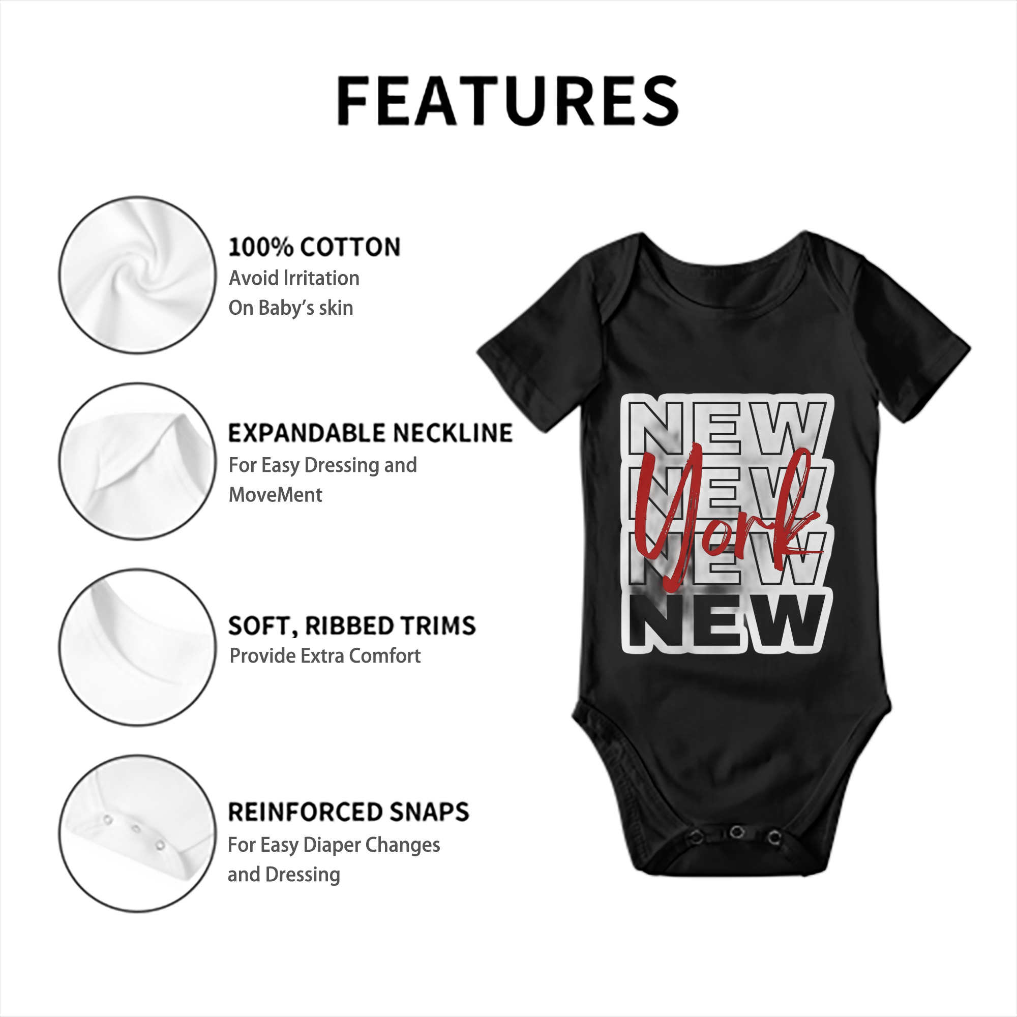 New York Yankees New York Logo Baby Short Sleeve Romper – 100% Cotton Soft & Breathable Digital Print Onesie With Easy Snap Closure And Envelope Shoulder – Comfortable For Daily Wear & Travel