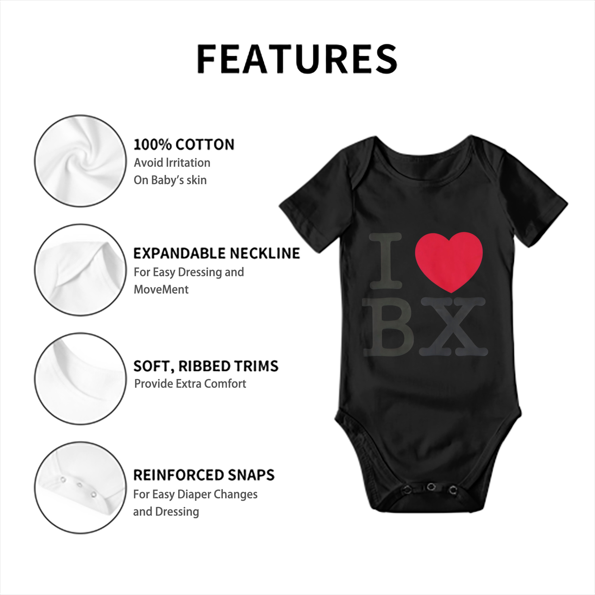New York Yankees I Love BX Baby Short Sleeve Romper – 100% Cotton Soft & Breathable Digital Print Onesie With Easy Snap Closure And Envelope Shoulder – Comfortable For Daily Wear & Travel