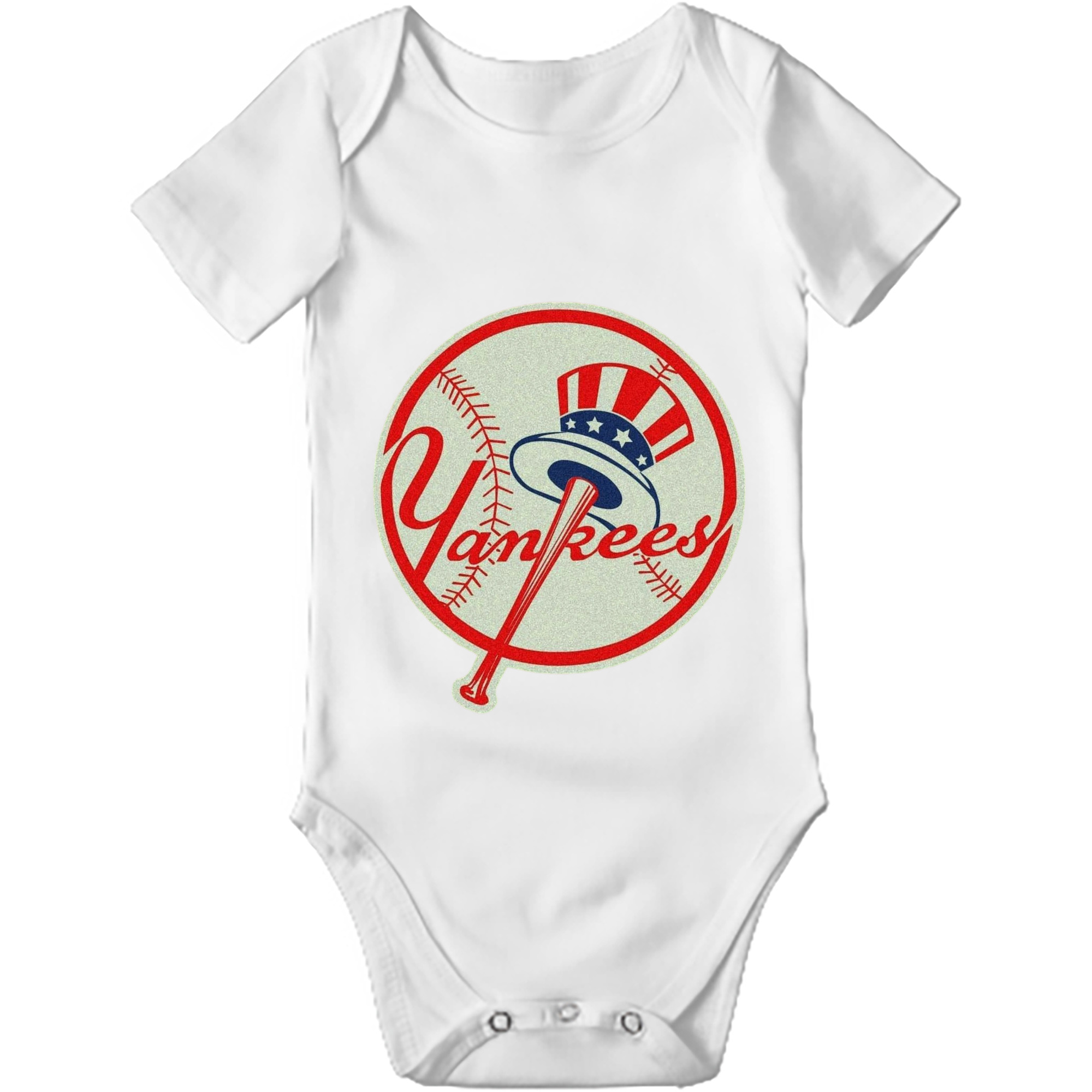 New York Yankees Logo Baby Short Sleeve Romper – 100% Cotton Soft & Breathable Digital Print Onesie With Easy Snap Closure And Envelope Shoulder – Comfortable For Daily Wear & Travel