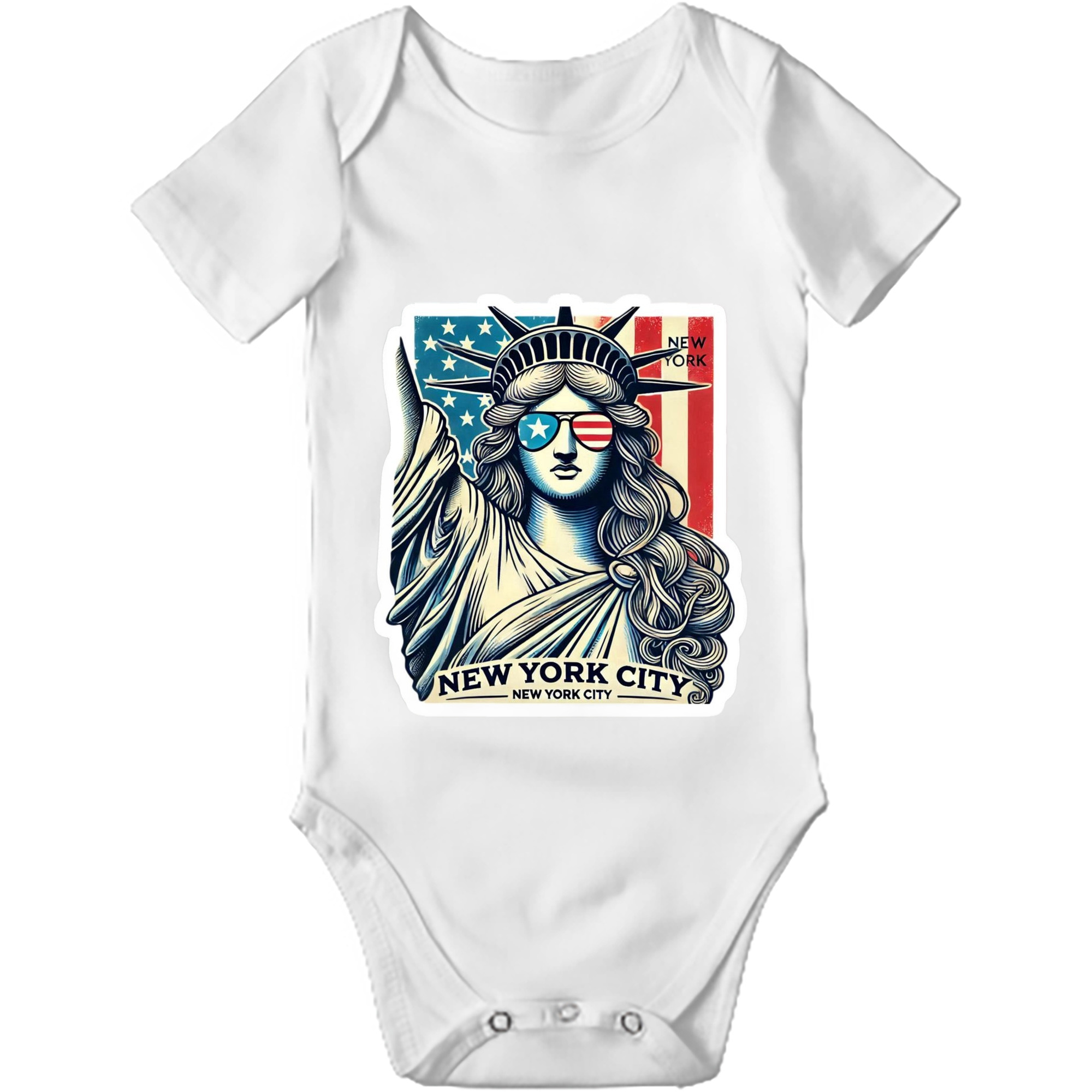 New York Yankees Liberty Baby Short Sleeve Romper – 100% Cotton Soft & Breathable Digital Print Onesie With Easy Snap Closure And Envelope Shoulder – Comfortable For Daily Wear & Travel