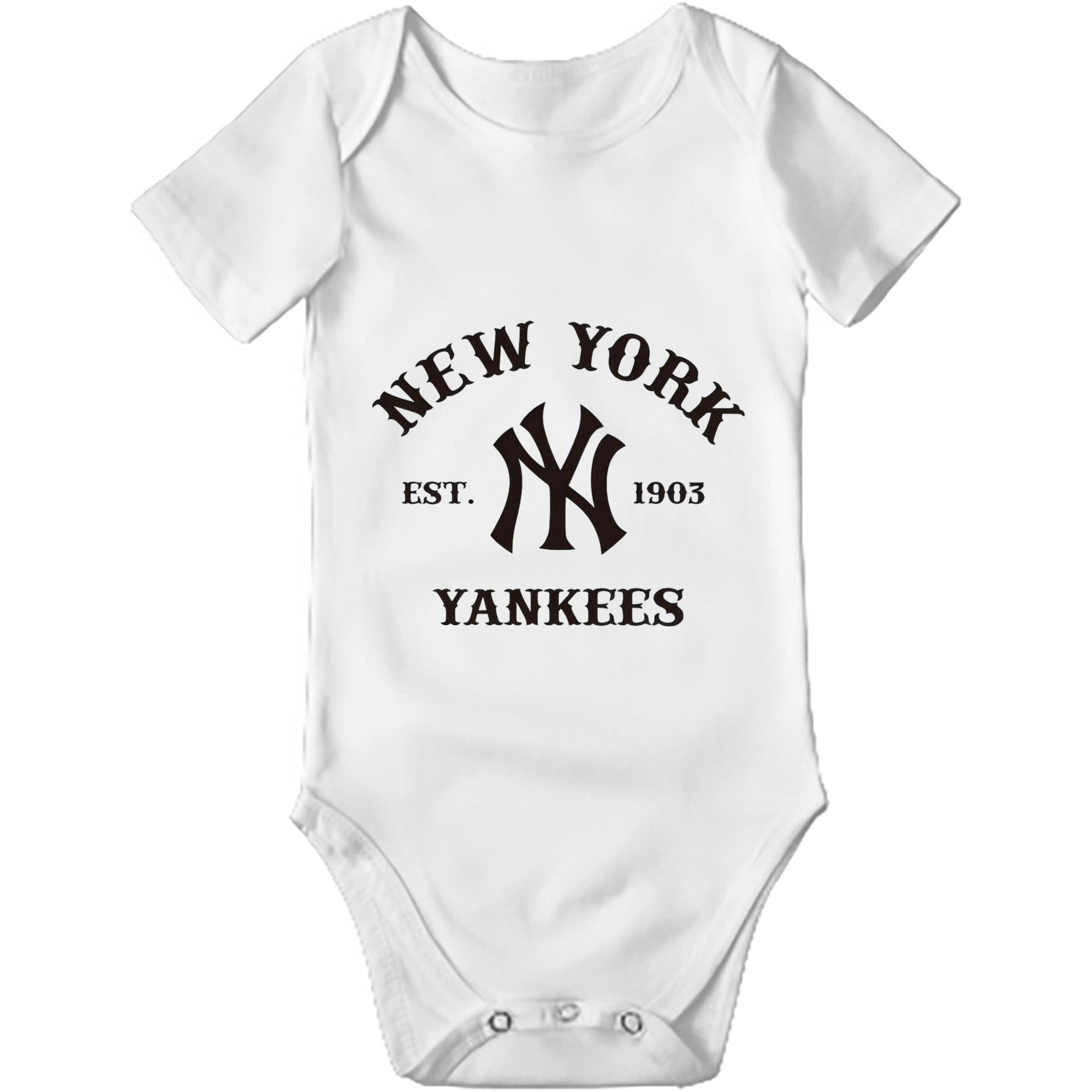 New York Yankees EST 1903 Baby Short Sleeve Romper – 100% Cotton Soft & Breathable Digital Print Onesie With Easy Snap Closure And Envelope Shoulder – Comfortable For Daily Wear & Travel