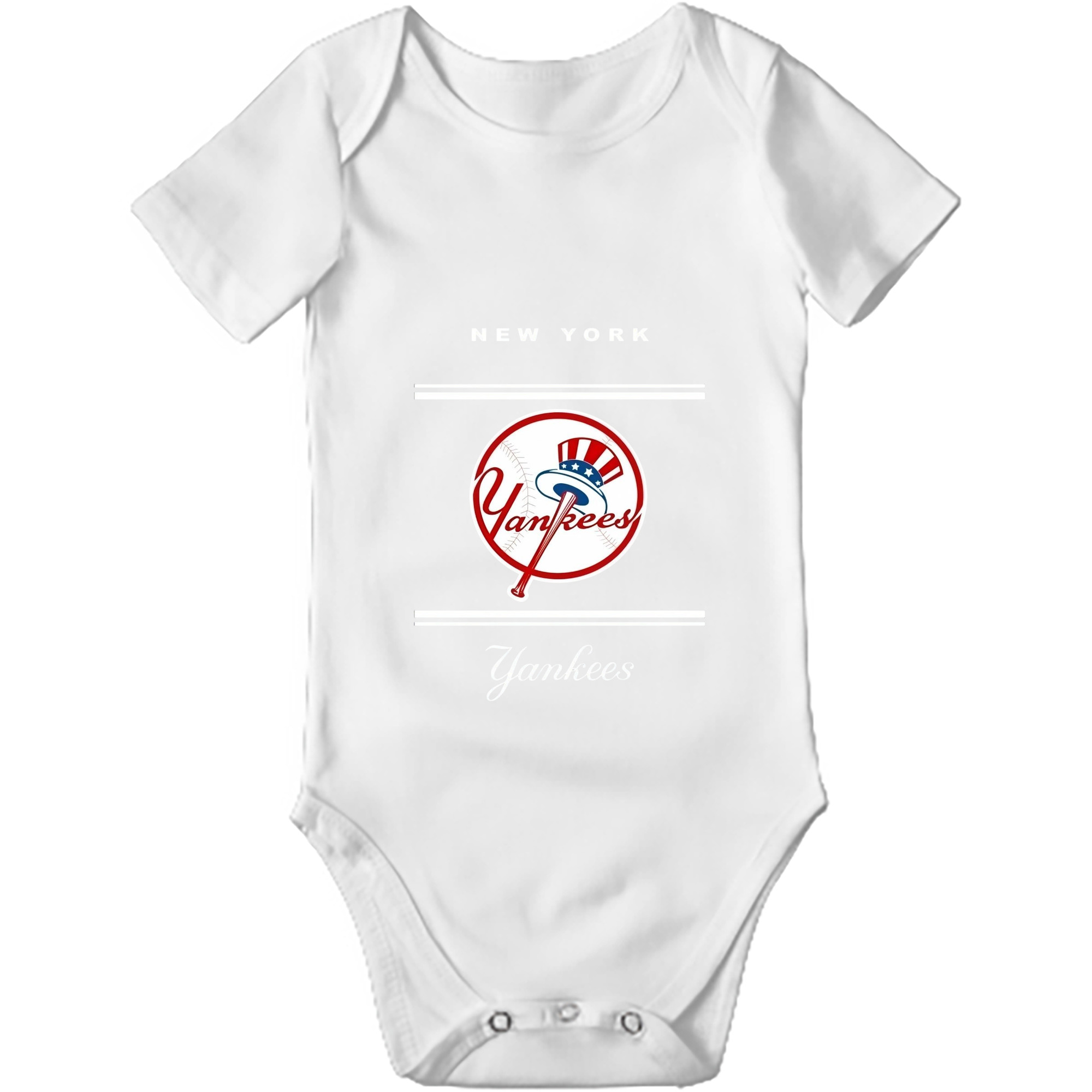New York Yankees Logo Baby Short Sleeve Romper – 100% Cotton Soft & Breathable Digital Print Onesie With Easy Snap Closure And Envelope Shoulder – Comfortable For Daily Wear & Travel