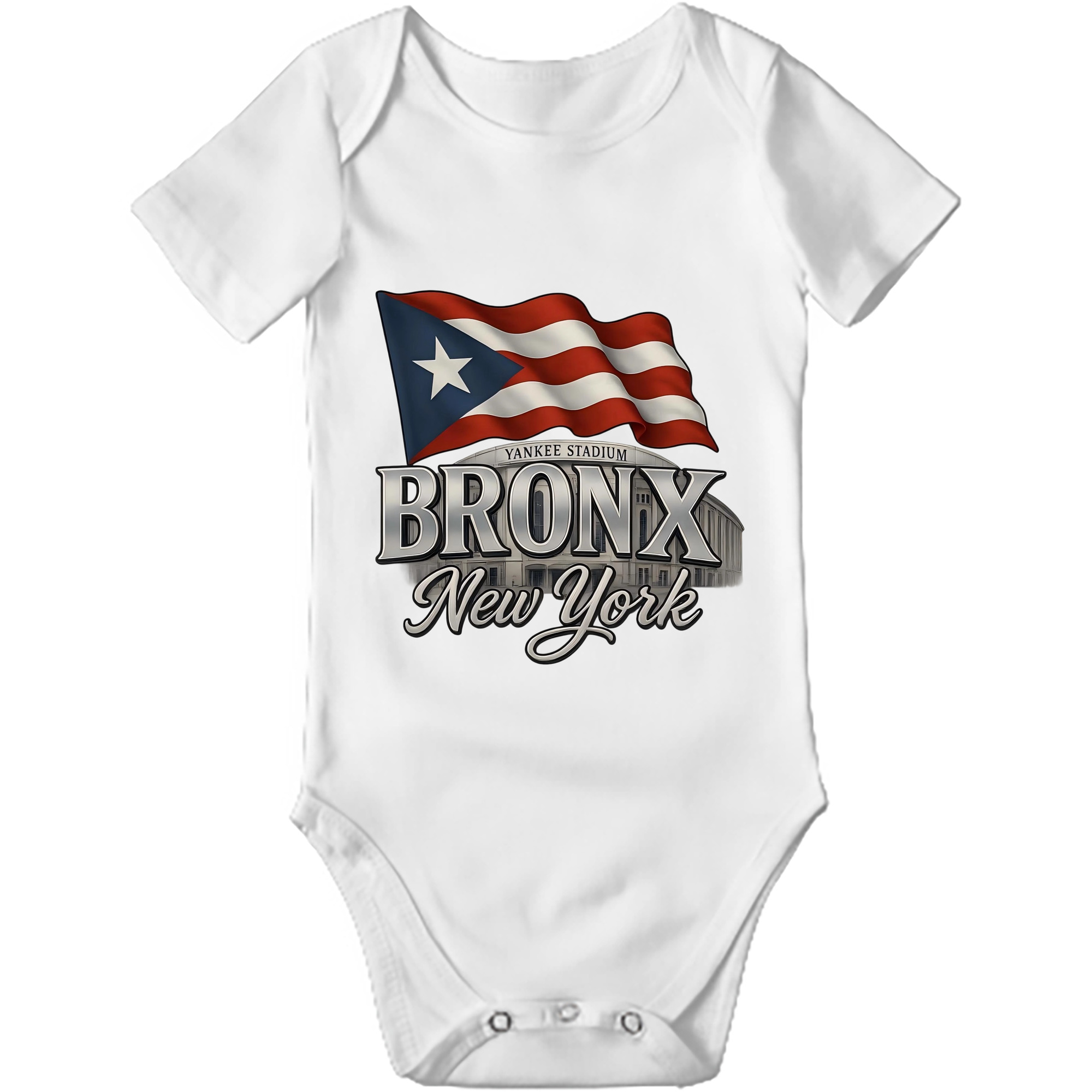 New York Yankees BRONX Yankees Stadium Baby Short Sleeve Romper – 100% Cotton Soft & Breathable Digital Print Onesie With Easy Snap Closure And Envelope Shoulder – Comfortable For Daily Wear & Travel