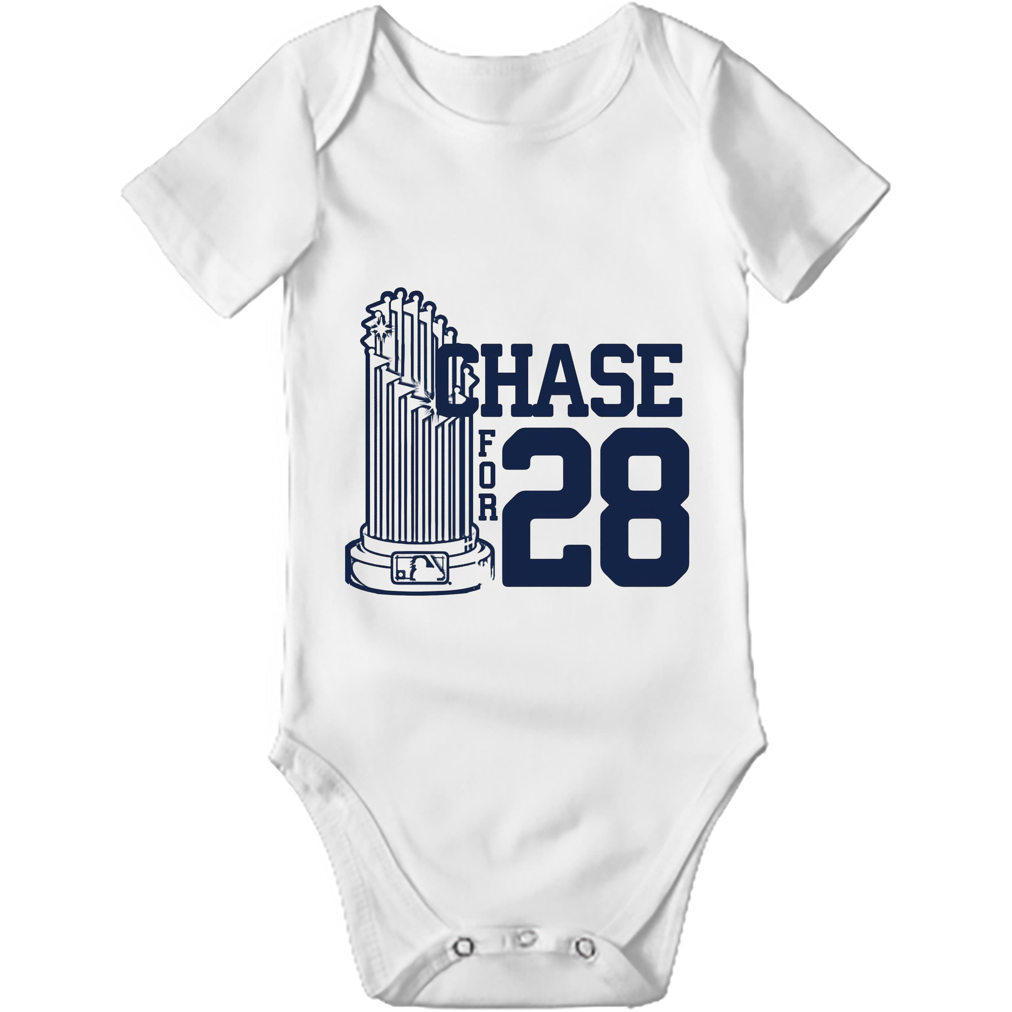 New York Yankees Chase For 28 Baby Short Sleeve Romper – 100% Cotton Soft & Breathable Digital Print Onesie With Easy Snap Closure And Envelope Shoulder – Comfortable For Daily Wear & Travel