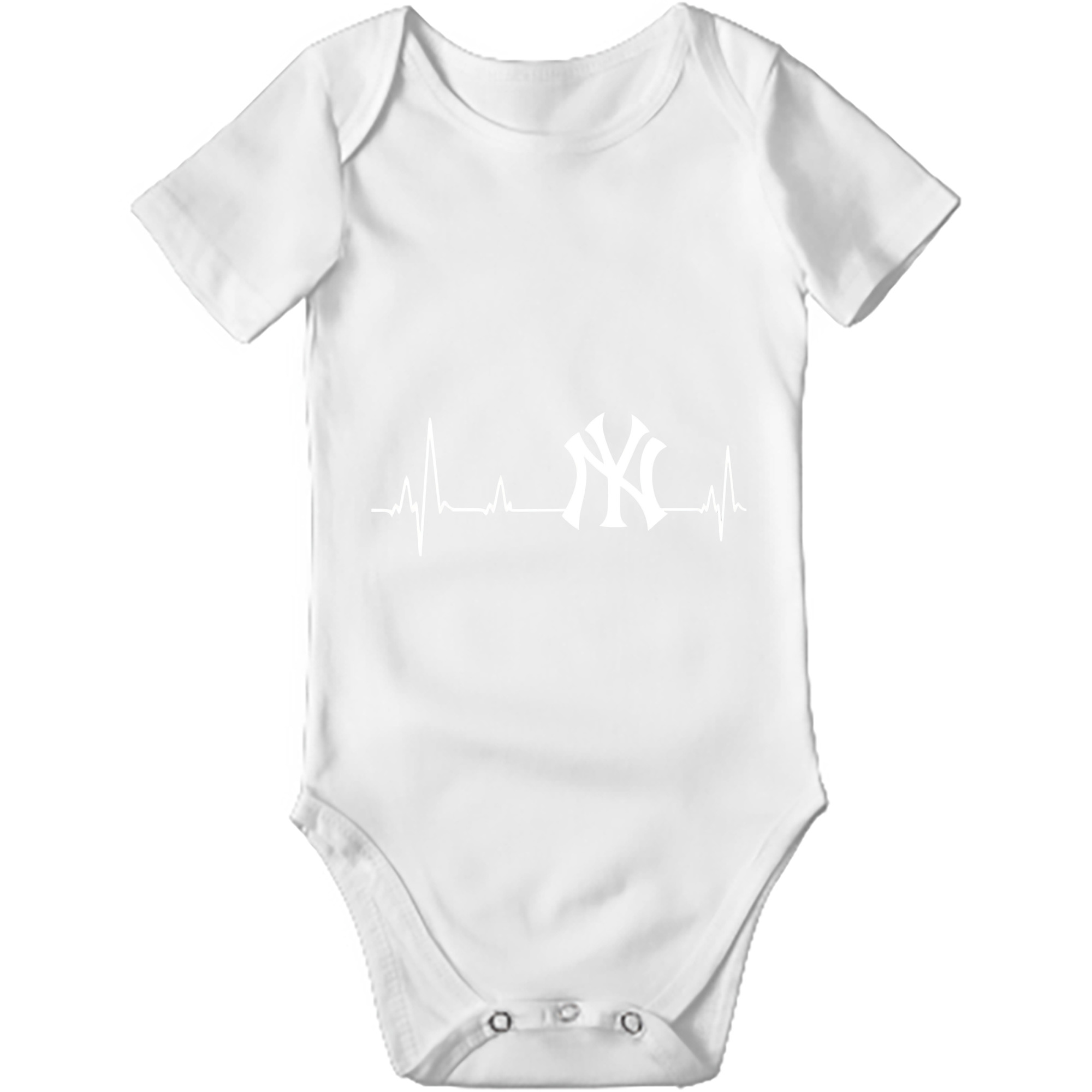 New York Yankees EKG Line Baby Short Sleeve Romper – 100% Cotton Soft & Breathable Digital Print Onesie With Easy Snap Closure And Envelope Shoulder – Comfortable For Daily Wear & Travel
