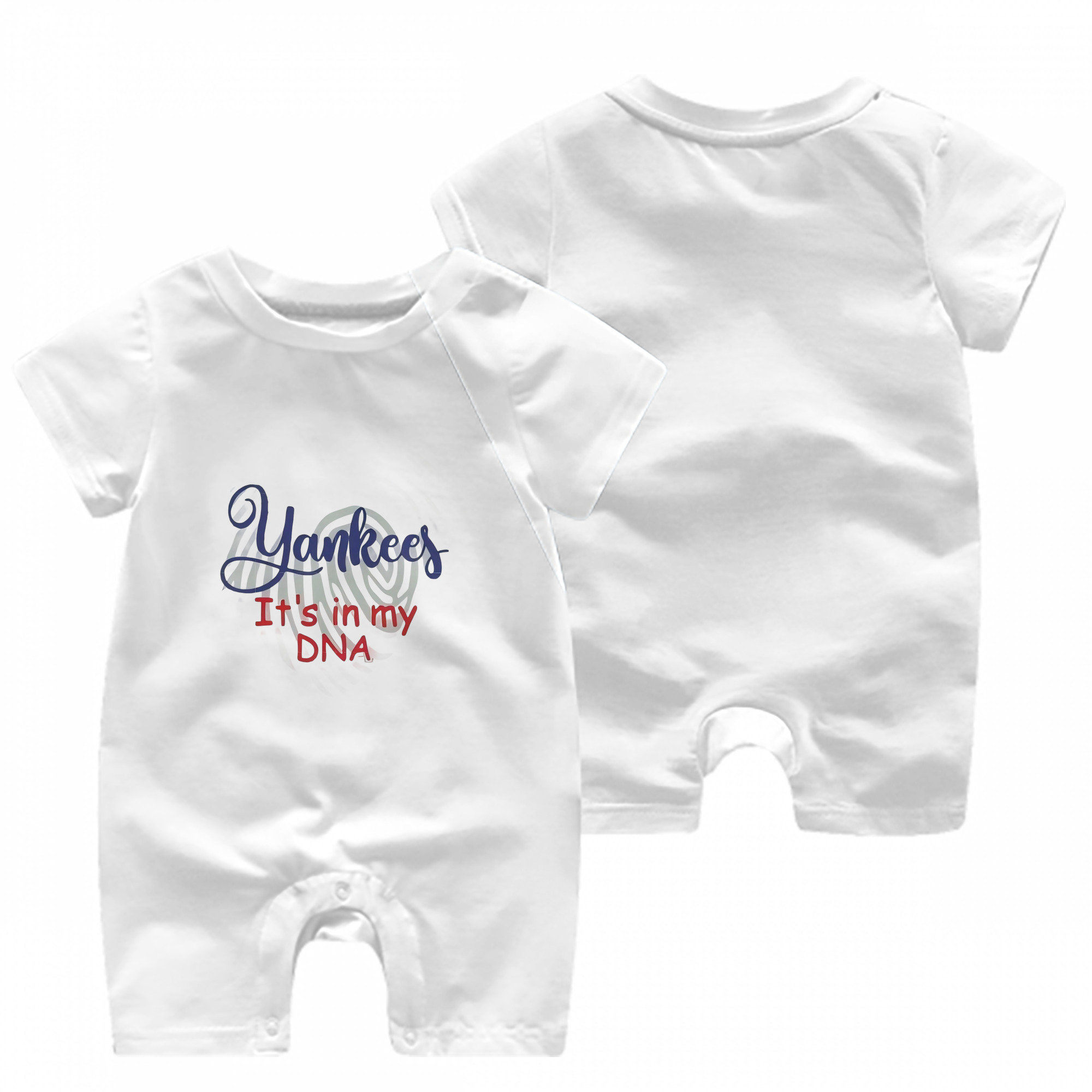 New York Yankees It's In My DNA Baby Short Sleeve Onesie – 100% Cotton Soft & Breathable Digital Print Romper – Double-Sided Print, Snap Closure For Easy Diaper Changes – Comfortable For Boys & Girls