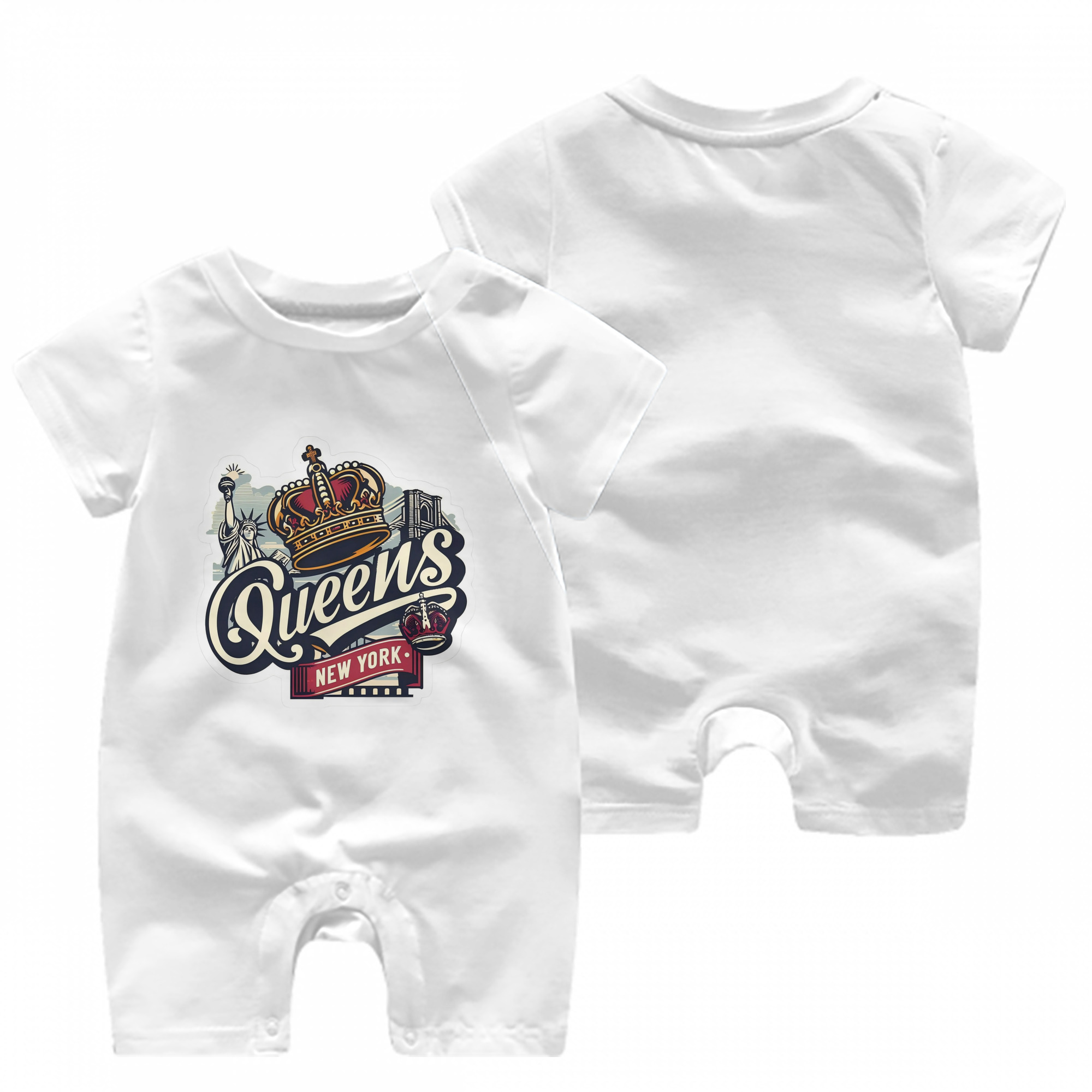 New York Yankees New York Queens Baby Short Sleeve Onesie – 100% Cotton Soft & Breathable Digital Print Romper – Double-Sided Print, Snap Closure For Easy Diaper Changes – Comfortable For Boys & Girls