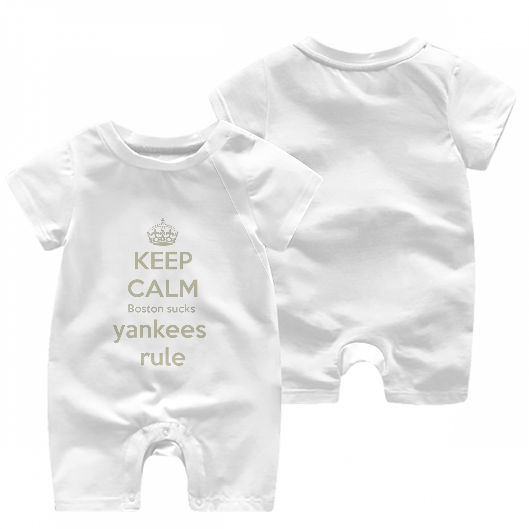 New York Yankees Keep Calm Yankees Rule Boston Sucks Baby Short Sleeve Onesie – 100% Cotton Soft & Breathable Digital Print Romper – Double-Sided Print, Snap Closure For Easy Diaper Changes – Comfortable For Boys & Girls