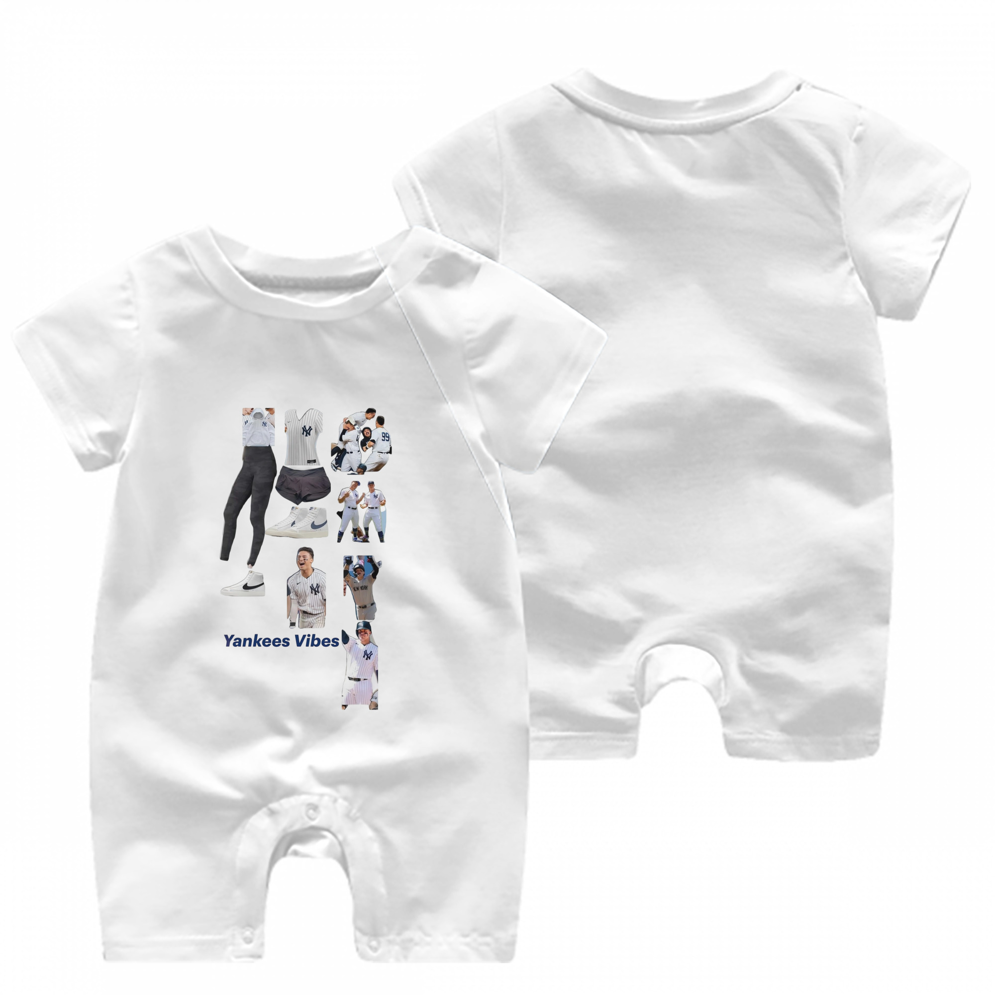 New York Yankees 282 Baby Short Sleeve Onesie – 100% Cotton Soft & Breathable Digital Print Romper – Double-Sided Print, Snap Closure For Easy Diaper Changes – Comfortable For Boys & Girls