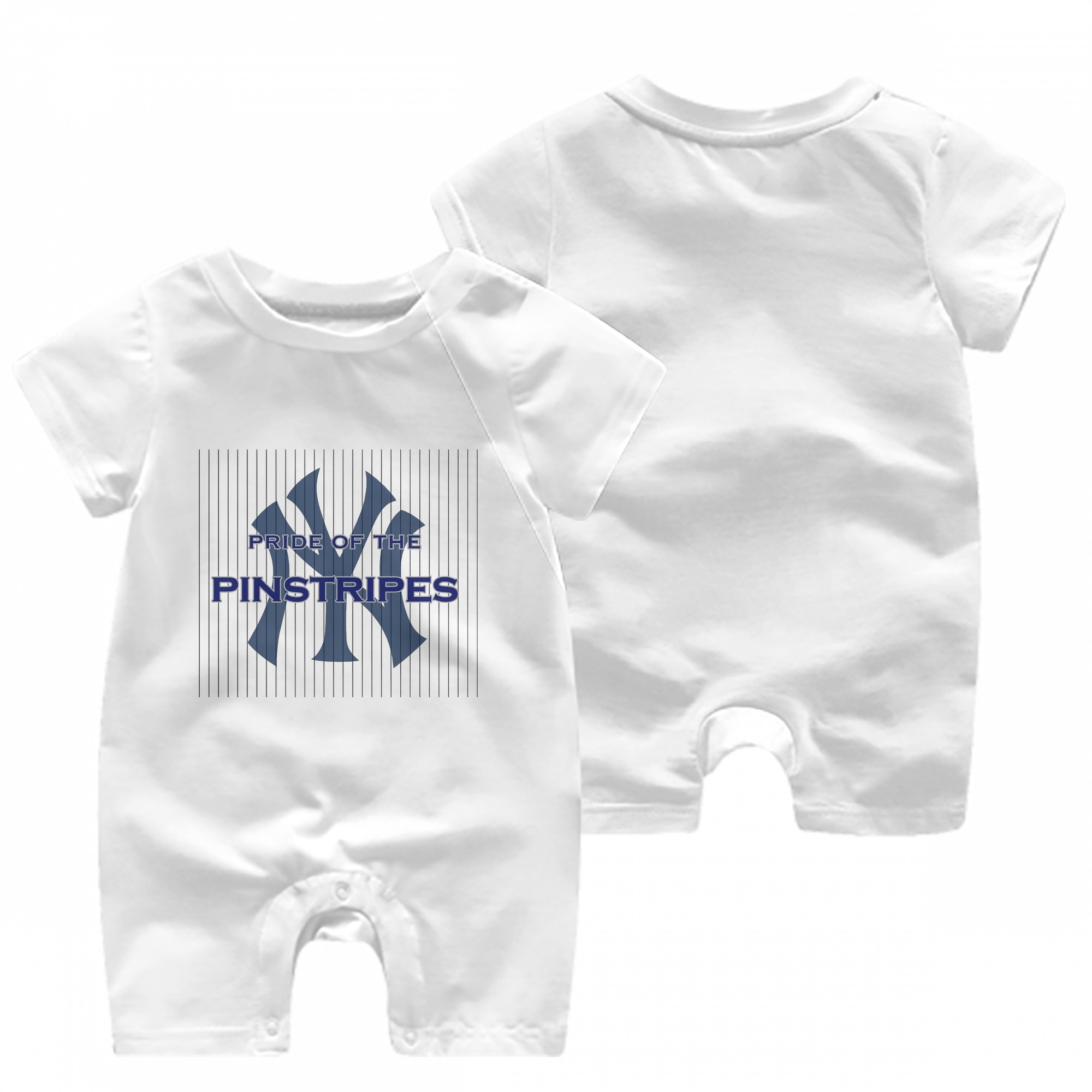 New York Yankees Pride of The Pinstripes Baby Short Sleeve Onesie – 100% Cotton Soft & Breathable Digital Print Romper – Double-Sided Print, Snap Closure For Easy Diaper Changes – Comfortable For Boys & Girls