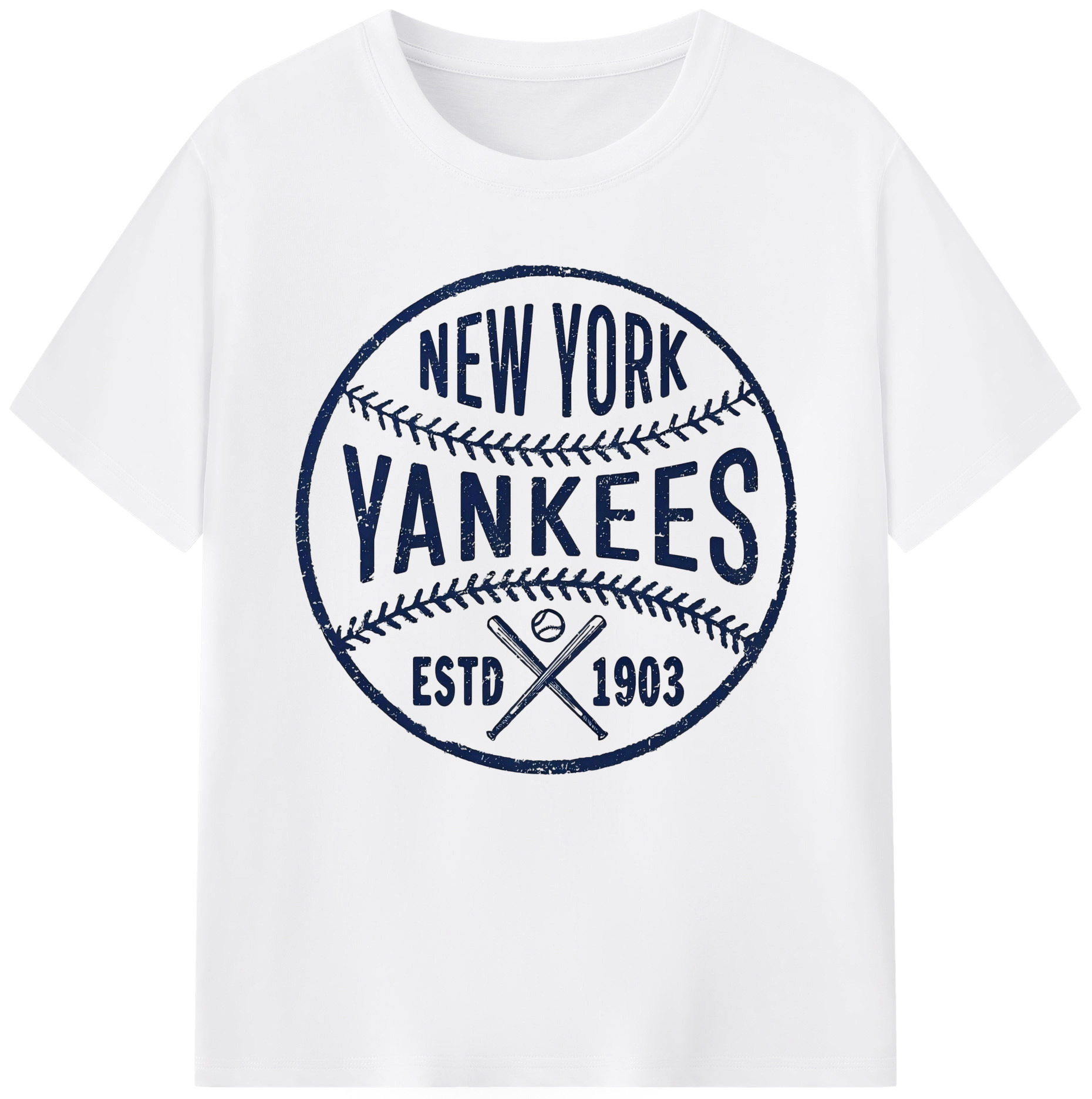 New York Yankees Estd 1903 180g Cotton T-Shirt With Front Heat Transfer Print – Soft, Lightweight, Fitted Design – Comfortable Casual Wear For Sports & Everyday Use
