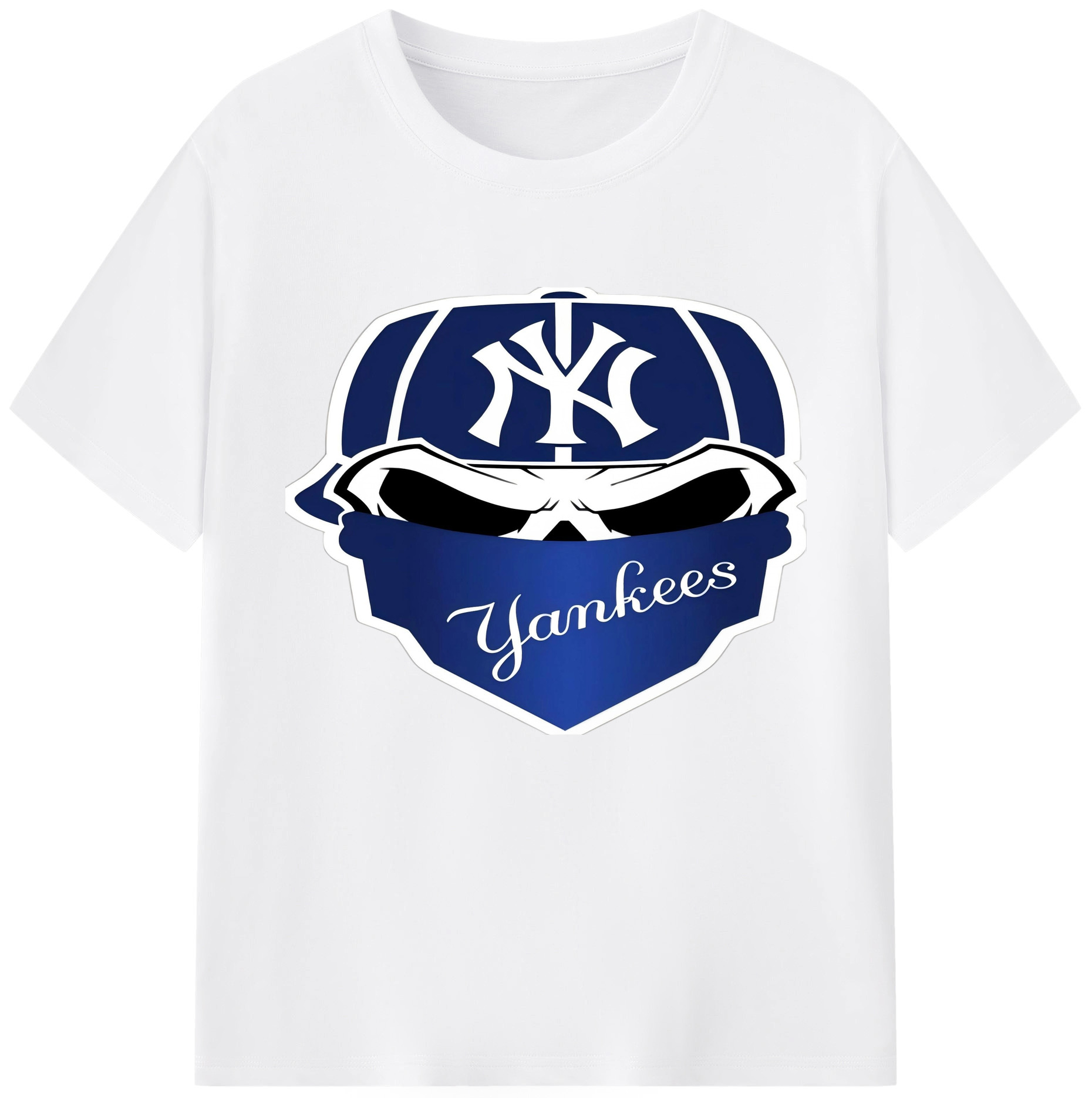 New York Yankees Skull 180g Cotton T-Shirt With Front Heat Transfer Print – Soft, Lightweight, Fitted Design – Comfortable Casual Wear For Sports & Everyday Use