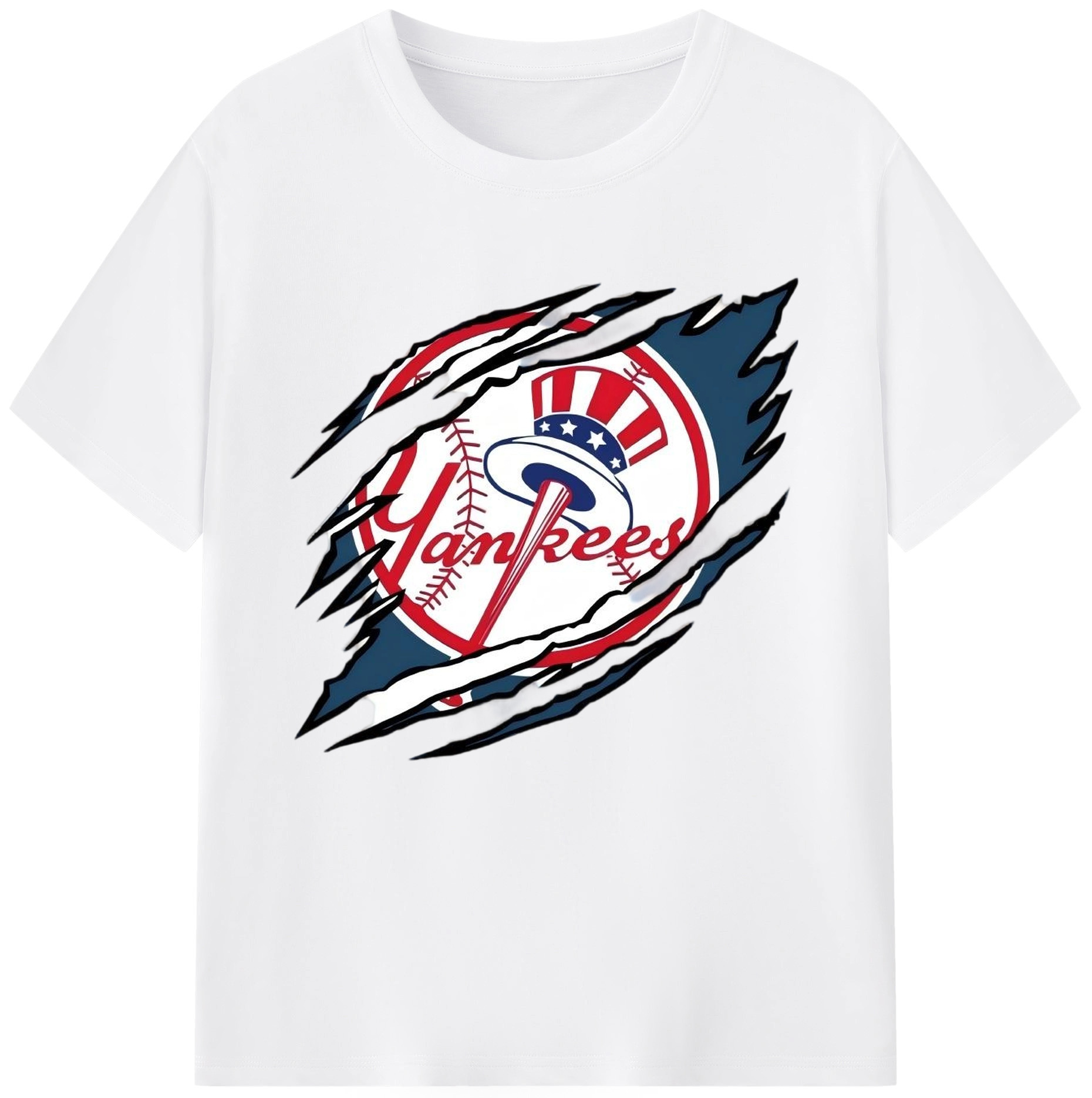 New York Yankees Claw Logo 180g Cotton T-Shirt With Front Heat Transfer Print – Soft, Lightweight, Fitted Design – Comfortable Casual Wear For Sports & Everyday Use