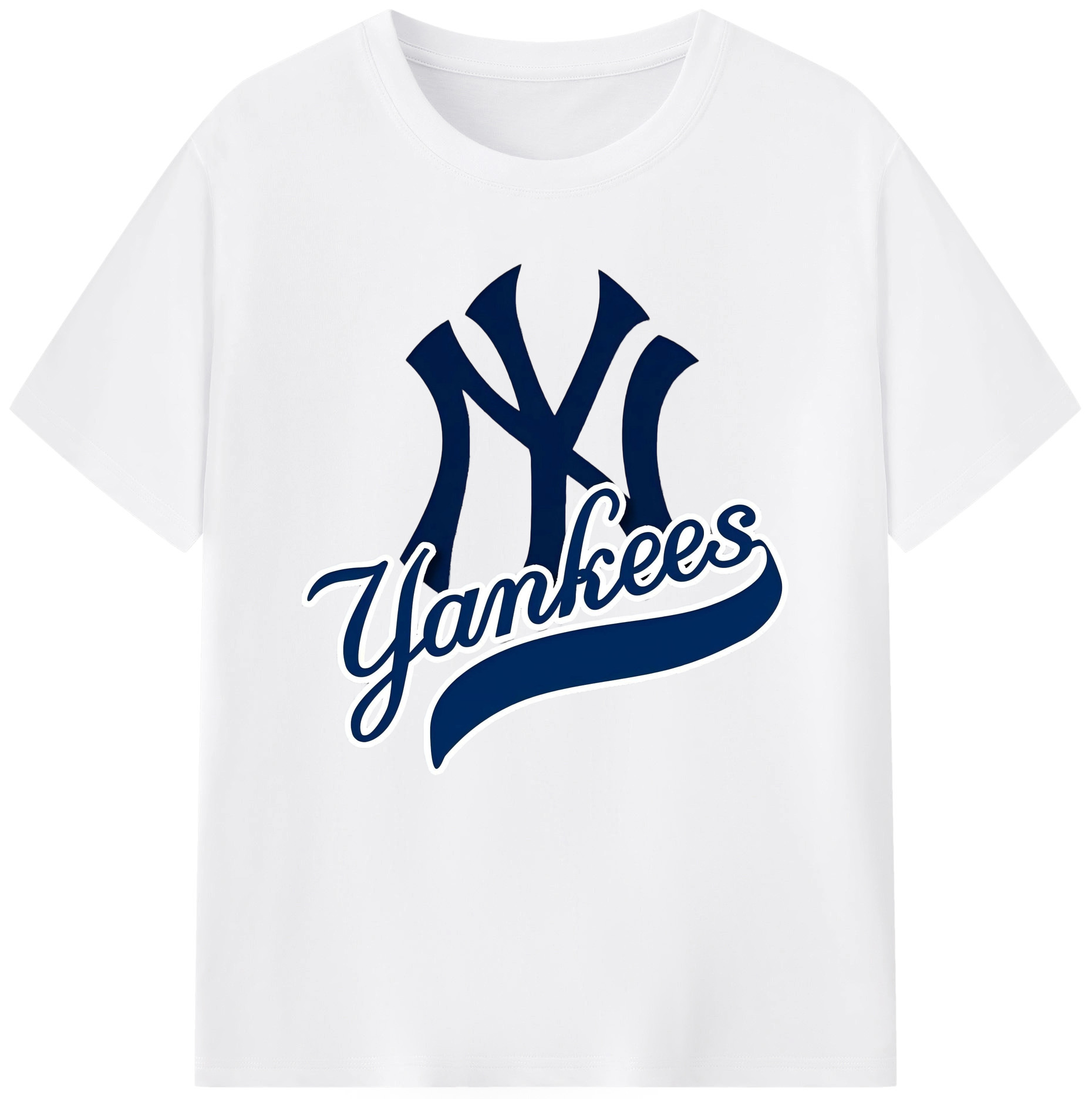 New York Yankees Blue Logo 180g Cotton T-Shirt With Front Heat Transfer Print – Soft, Lightweight, Fitted Design – Comfortable Casual Wear For Sports & Everyday Use