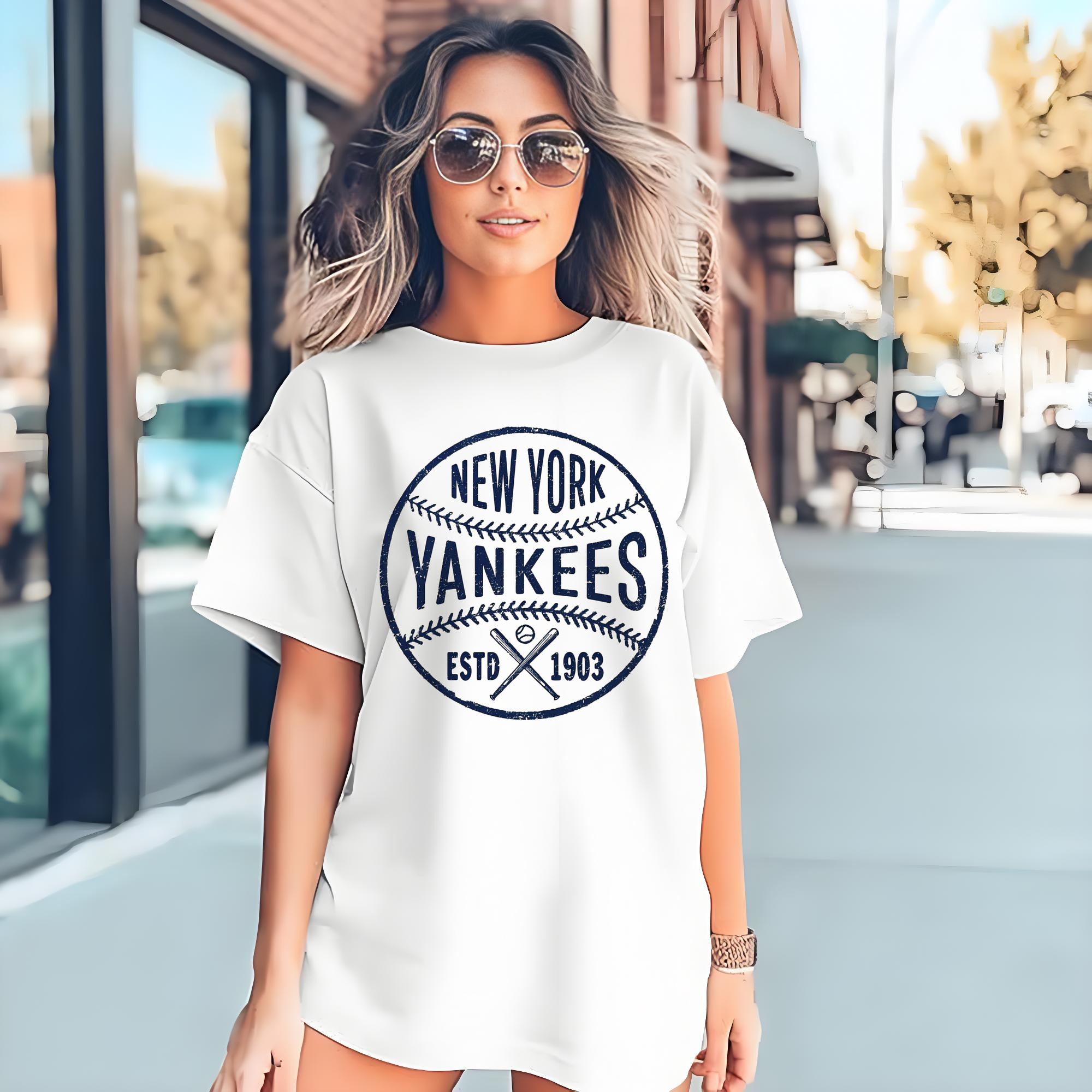 New York Yankees Estd 1903 180g Cotton T-Shirt With Front Heat Transfer Print – Soft, Lightweight, Fitted Design – Comfortable Casual Wear For Sports & Everyday Use