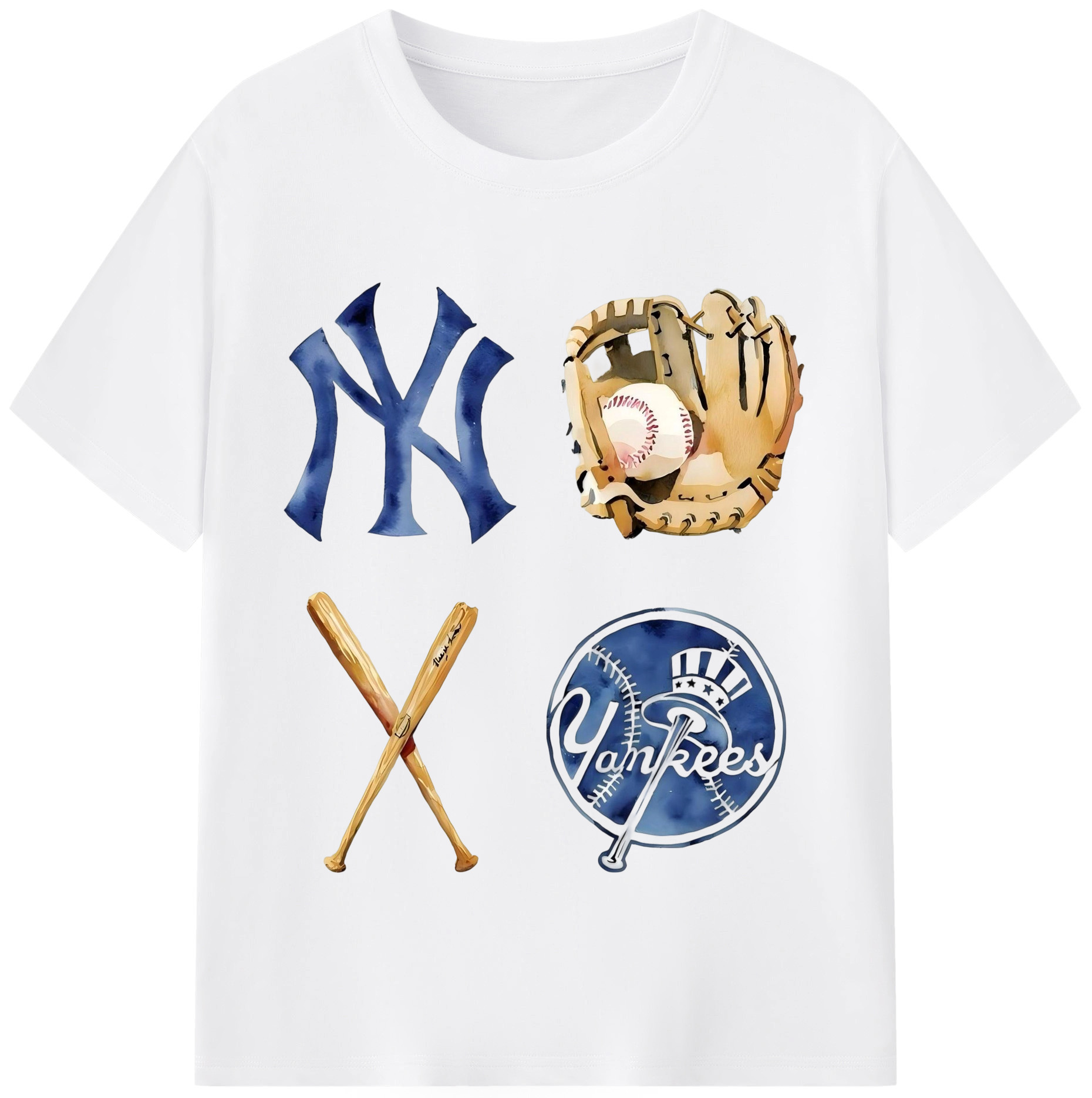 New York Yankees Baseball Combed Cotton T-Shirt 180g With Front Heat Transfer Print – Soft, Lightweight, Fitted Design – Stylish Casual Wear For Sports & Everyday Use