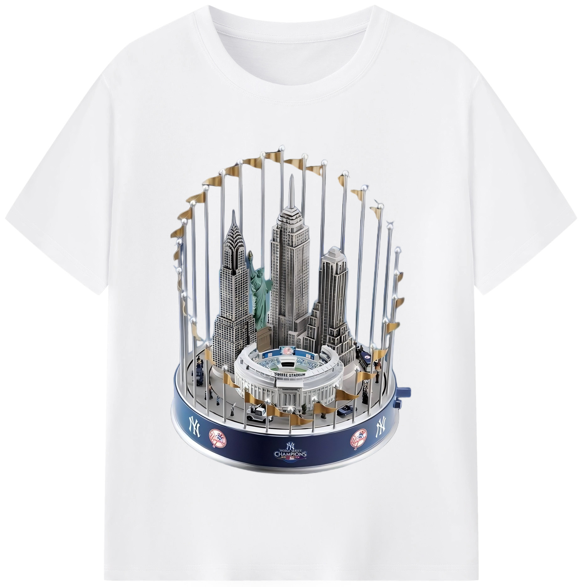 New York Yankees WS Champions Cup Combed Cotton T-Shirt 180g With Front Heat Transfer Print – Soft, Lightweight, Fitted Design – Stylish Casual Wear For Sports & Everyday Use