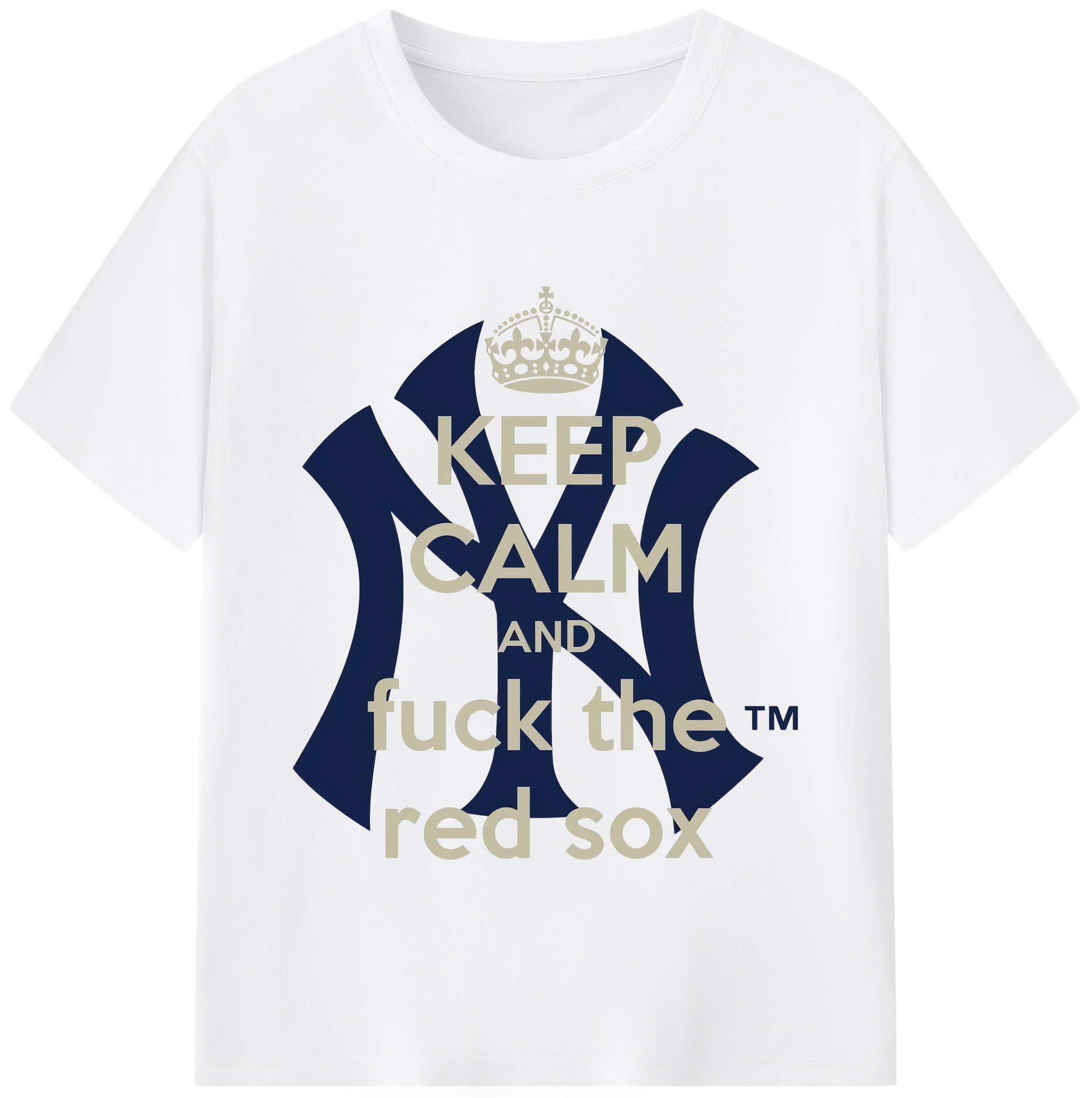 New York Yankees Keep Calm and Fuck The Red Sox Combed Cotton T-Shirt 180g With Front Heat Transfer Print – Soft, Lightweight, Fitted Design – Stylish Casual Wear For Sports & Everyday Use