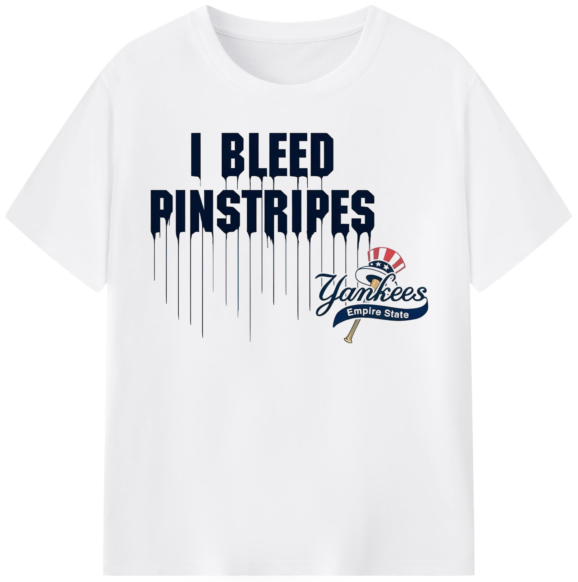 New York Yankees I Bleed Pinstripes Combed Cotton T-Shirt 180g With Front Heat Transfer Print – Soft, Lightweight, Fitted Design – Stylish Casual Wear For Sports & Everyday Use