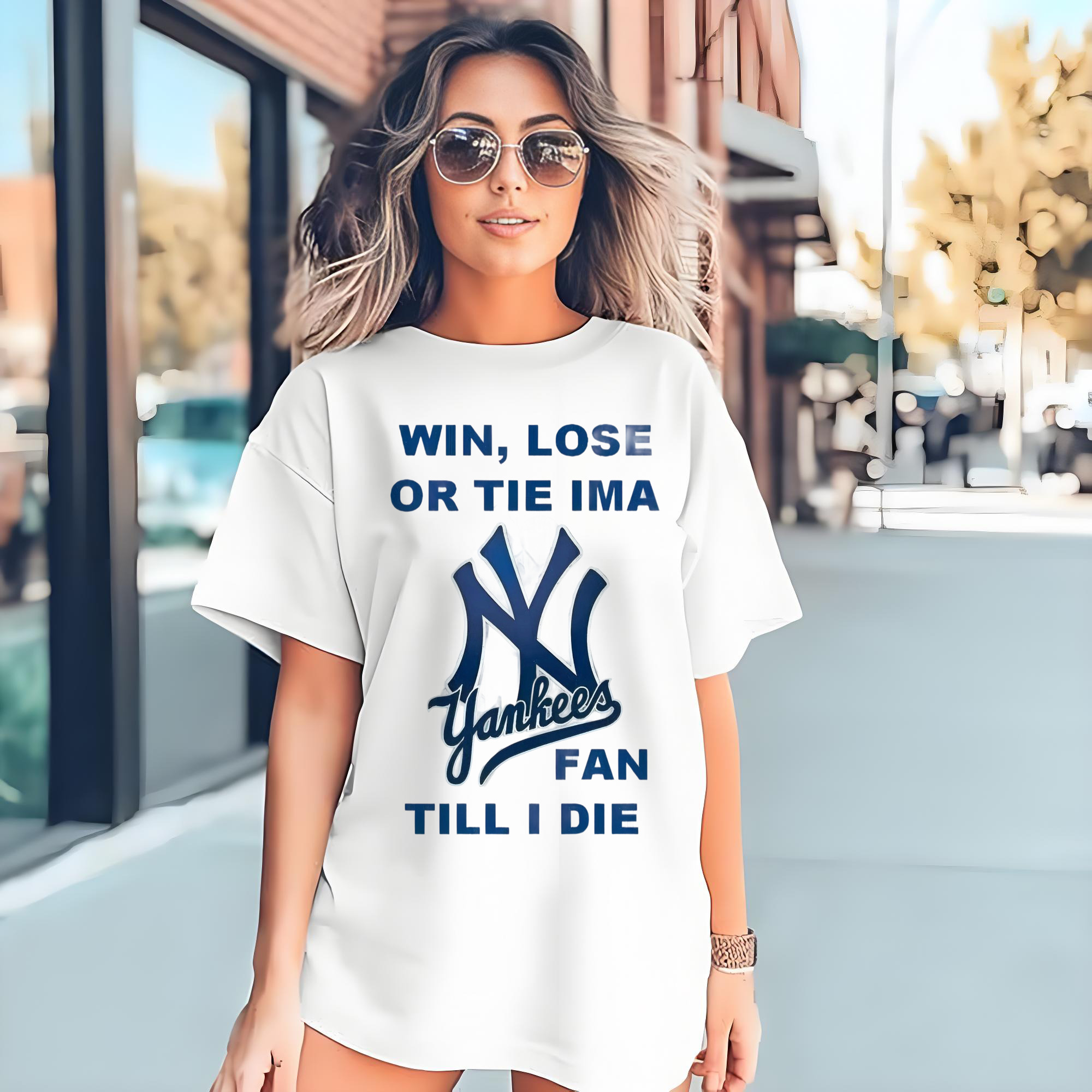 New York Yankees Win,Lose or Tie IMA Fan Till I Die Combed Cotton T-Shirt 180g With Front Heat Transfer Print – Soft, Lightweight, Fitted Design – Stylish Casual Wear For Sports & Everyday Use