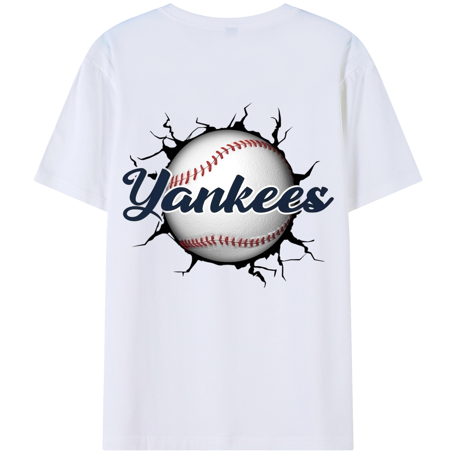 Yankees Baseball Wall And Art 180g Combed Cotton T-Shirt With Back Heat Transfer Print – Soft, Lightweight, Fitted Design – Stylish Casual Wear For Sports & Everyday Use