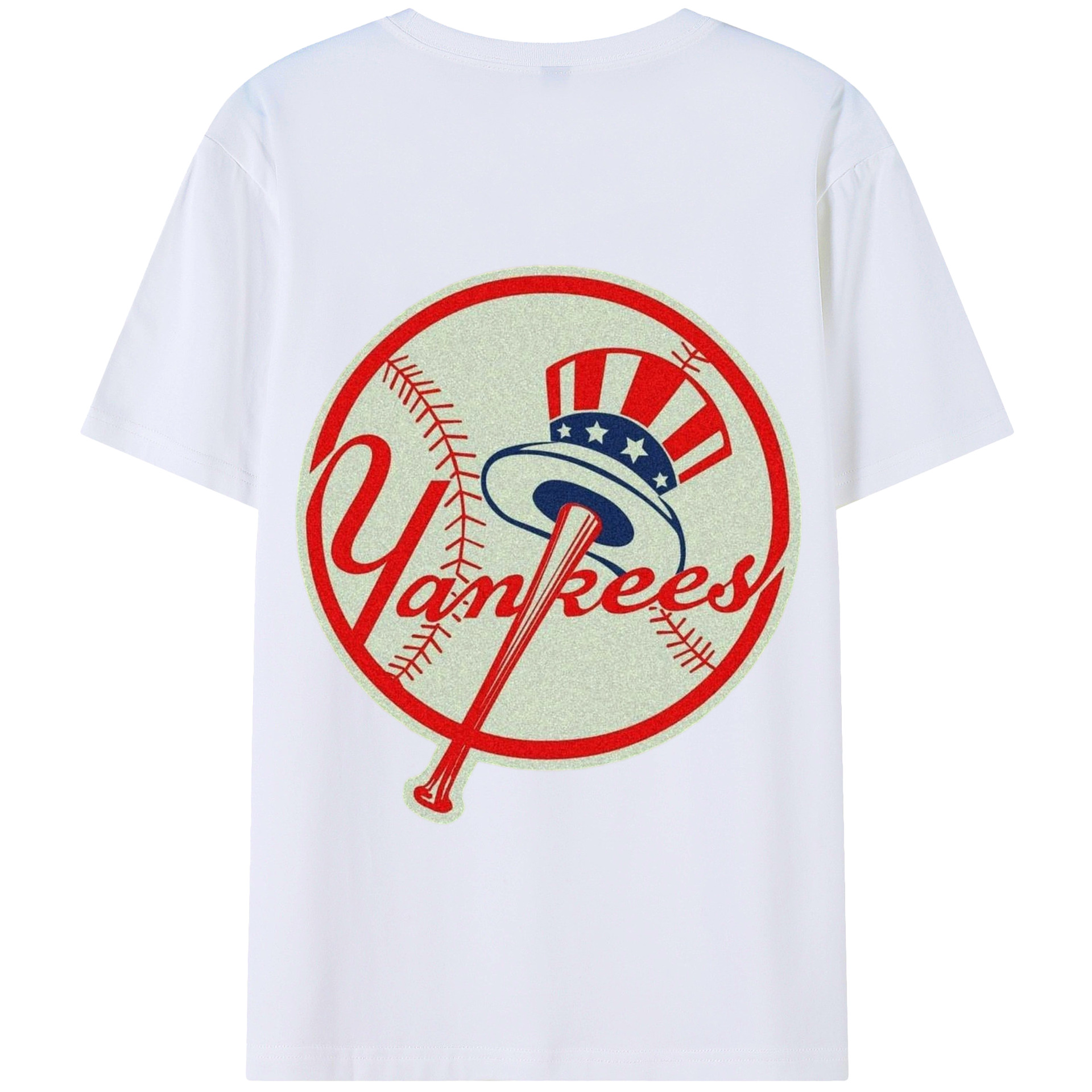 New York Yankees Logo 180g Combed Cotton T-Shirt With Back Heat Transfer Print – Soft, Lightweight, Fitted Design – Stylish Casual Wear For Sports & Everyday Use