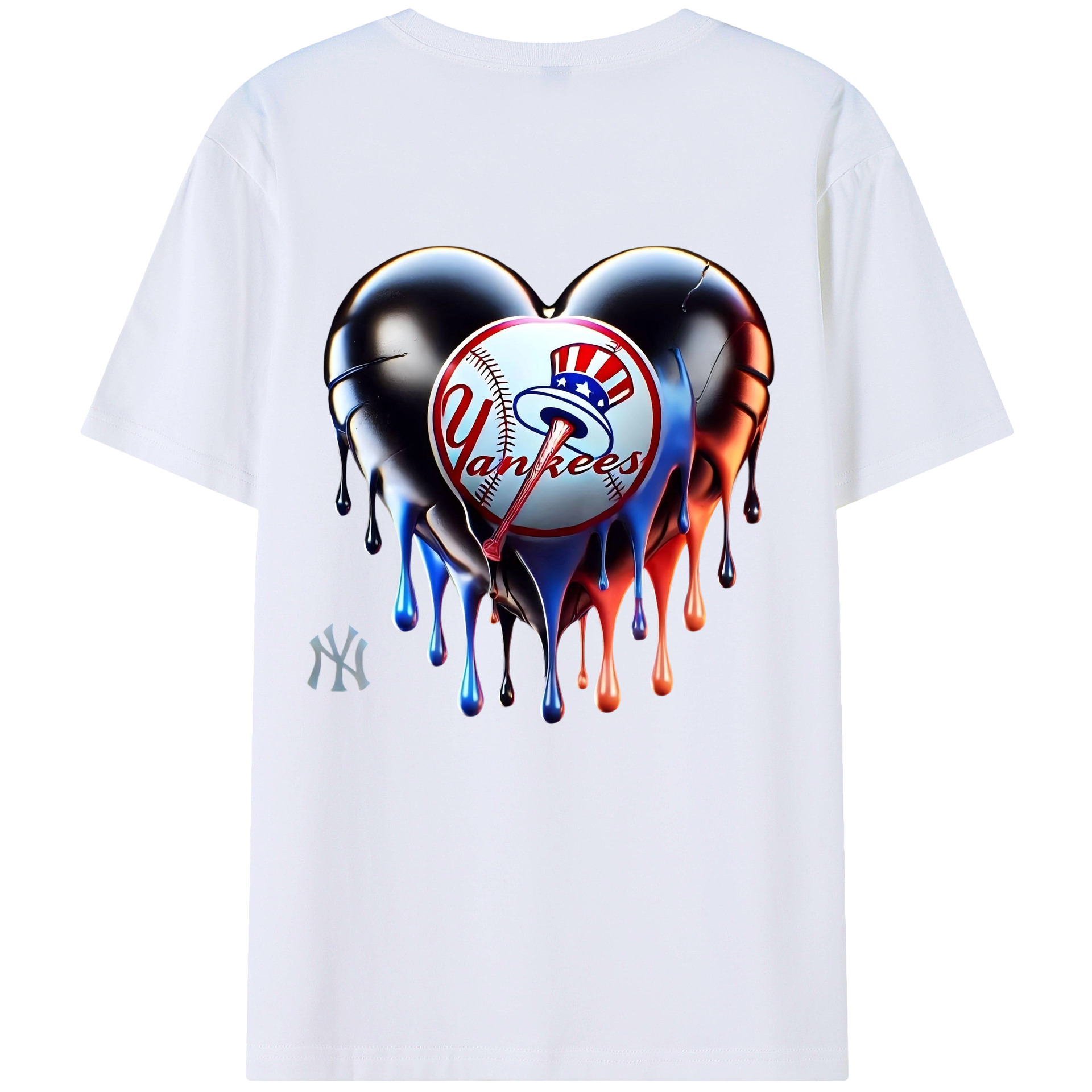 New York Yankees Heart 180g Combed Cotton T-Shirt With Back Heat Transfer Print – Soft, Lightweight, Fitted Design – Stylish Casual Wear For Sports & Everyday Use