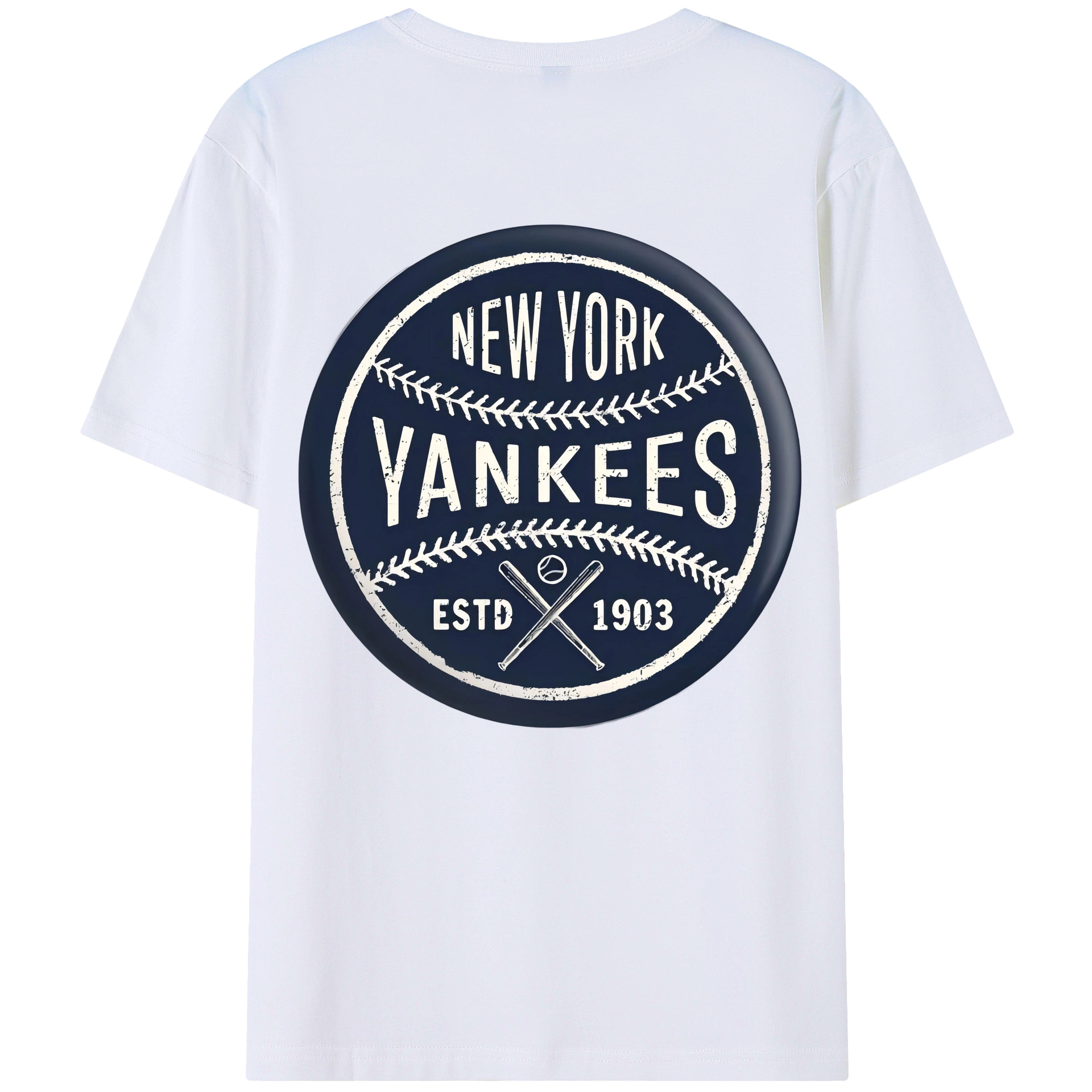 New York Yankees Estd 1903 180g Combed Cotton T-Shirt With Back Heat Transfer Print – Soft, Lightweight, Fitted Design – Stylish Casual Wear For Sports & Everyday Use