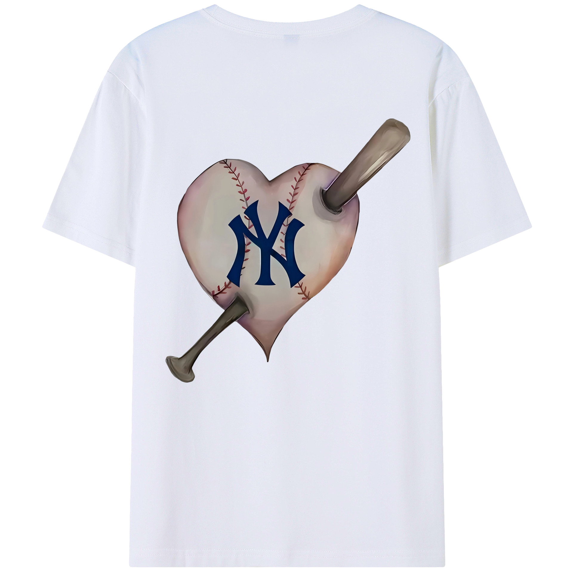 New York Yankees Heart 180g Combed Cotton T-Shirt With Back Heat Transfer Print – Soft, Lightweight, Fitted Design – Stylish Casual Wear For Sports & Everyday Use