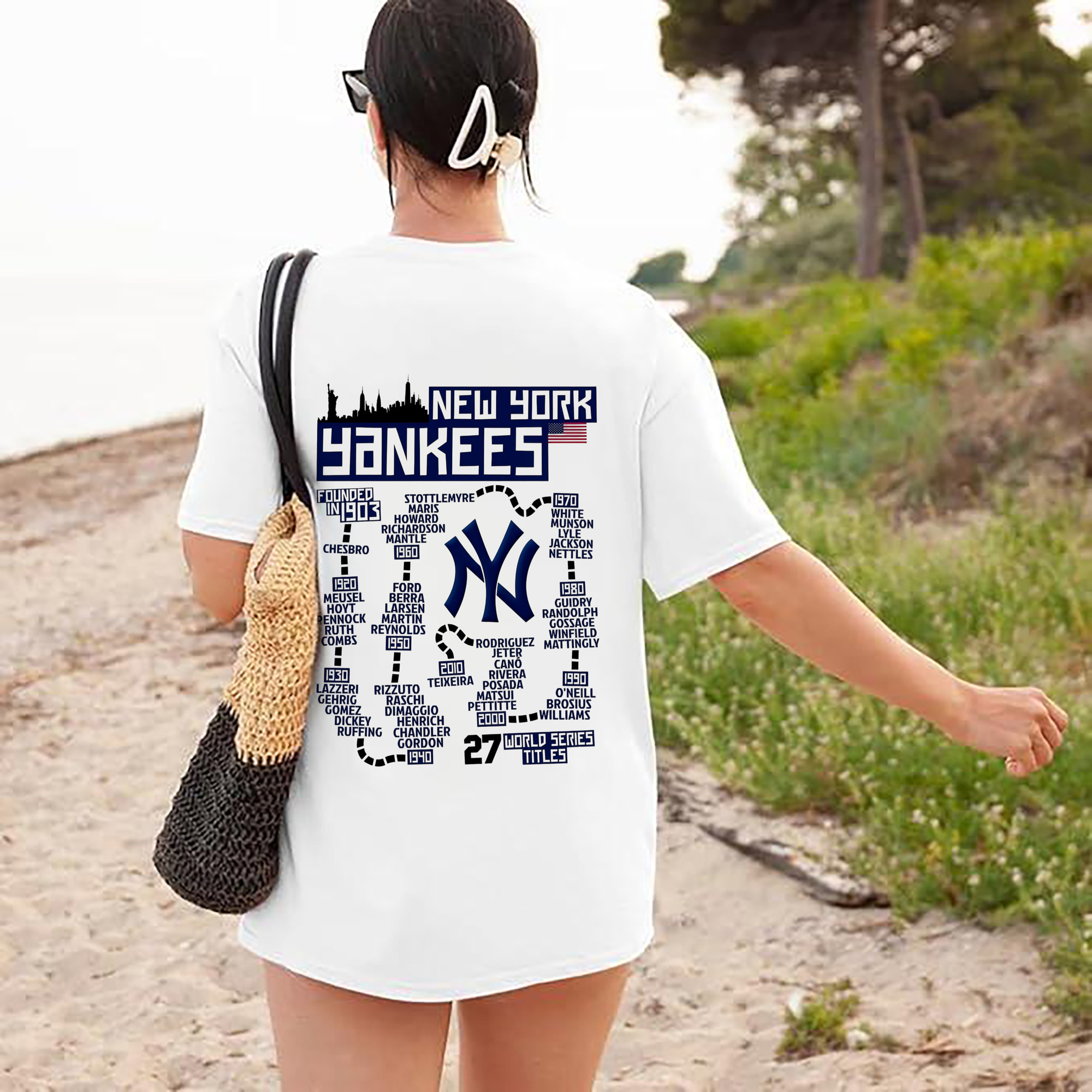 New York Yankees 27 World Series Titles 180g Combed Cotton T-Shirt With Back Heat Transfer Print – Soft, Lightweight, Fitted Design – Stylish Casual Wear For Sports & Everyday Use