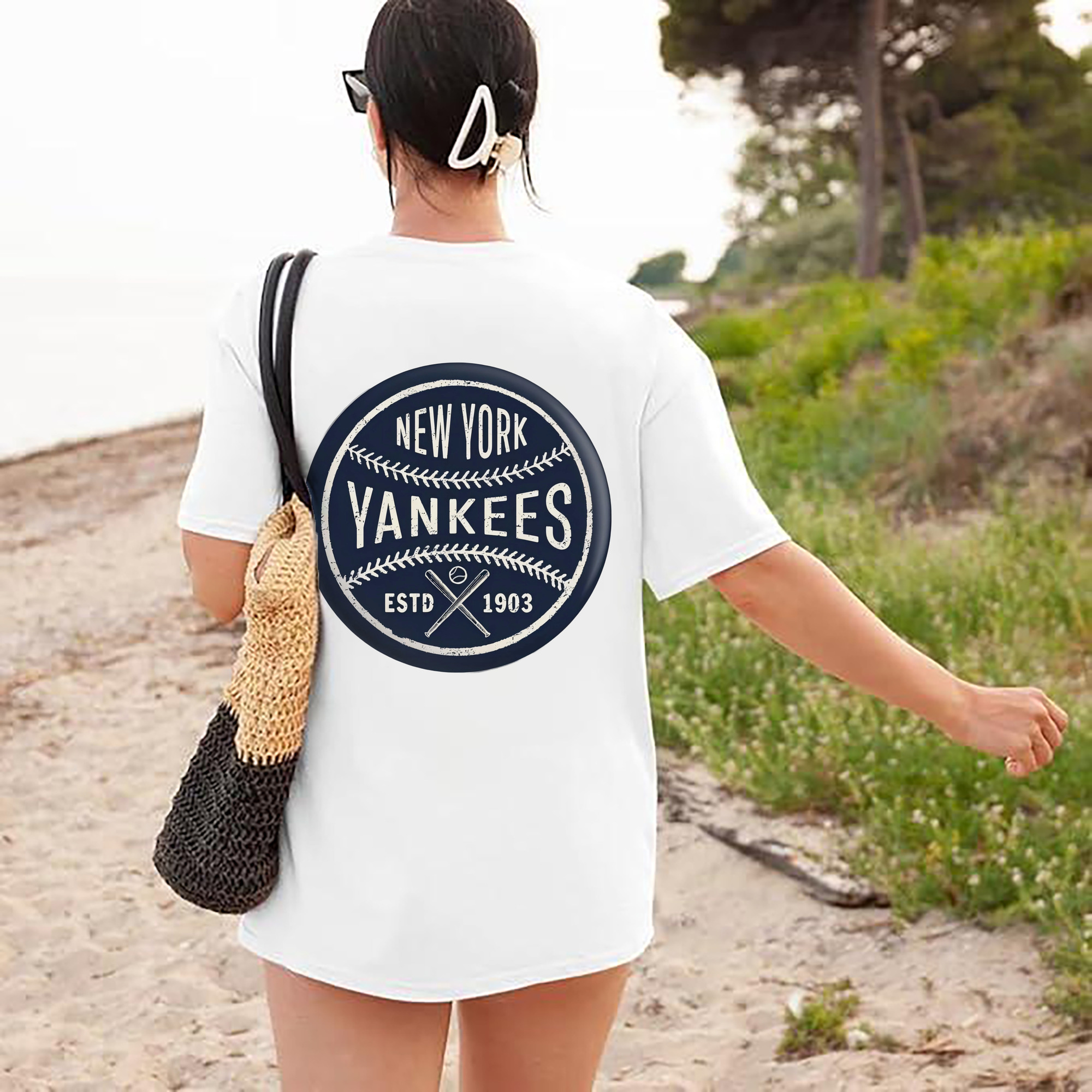 New York Yankees Estd 1903 180g Combed Cotton T-Shirt With Back Heat Transfer Print – Soft, Lightweight, Fitted Design – Stylish Casual Wear For Sports & Everyday Use