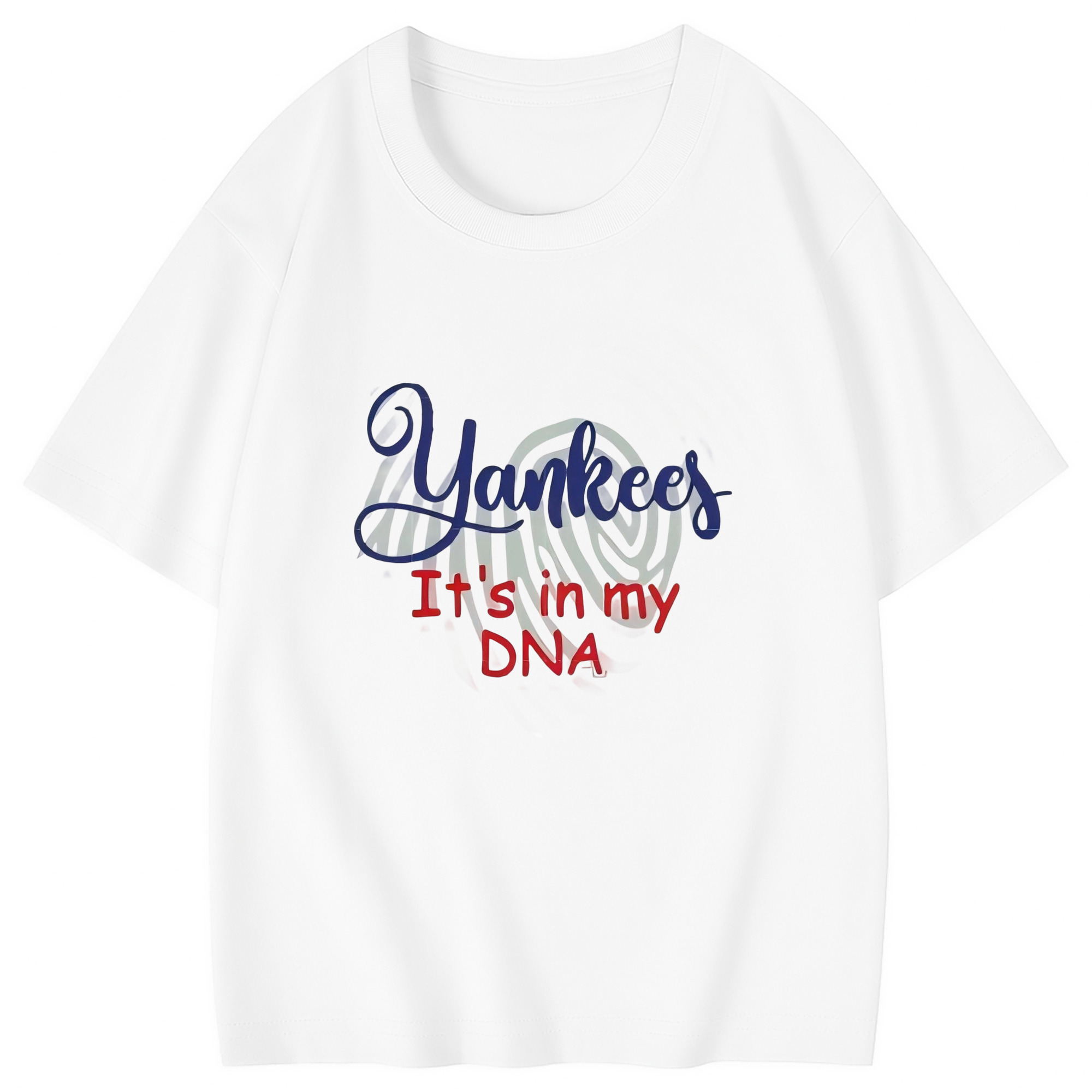 New York Yankees It's In My DNA Combed Cotton Kids T-Shirt 180g With Front Heat Transfer Print – Soft, Lightweight, Side-Seamed Design – Stylish And Comfortable Casual Wear For Everyday Activities