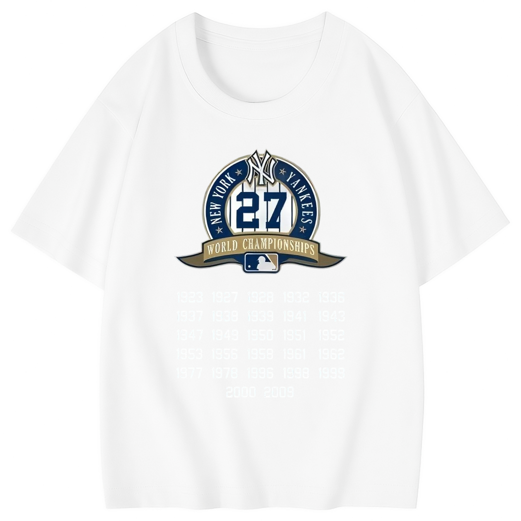 New York Yankees 27 WS Championships Combed Cotton Kids T-Shirt 180g With Front Heat Transfer Print – Soft, Lightweight, Side-Seamed Design – Stylish And Comfortable Casual Wear For Everyday Activities