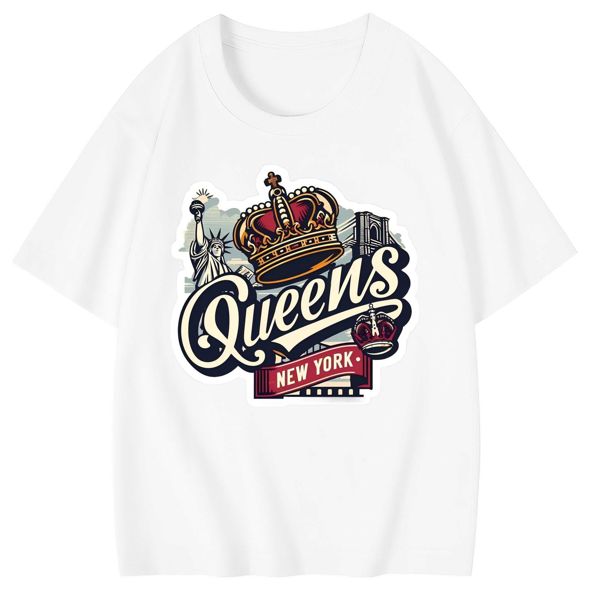 New York Yankees New York Queens Combed Cotton Kids T-Shirt 180g With Front Heat Transfer Print – Soft, Lightweight, Side-Seamed Design – Stylish And Comfortable Casual Wear For Everyday Activities
