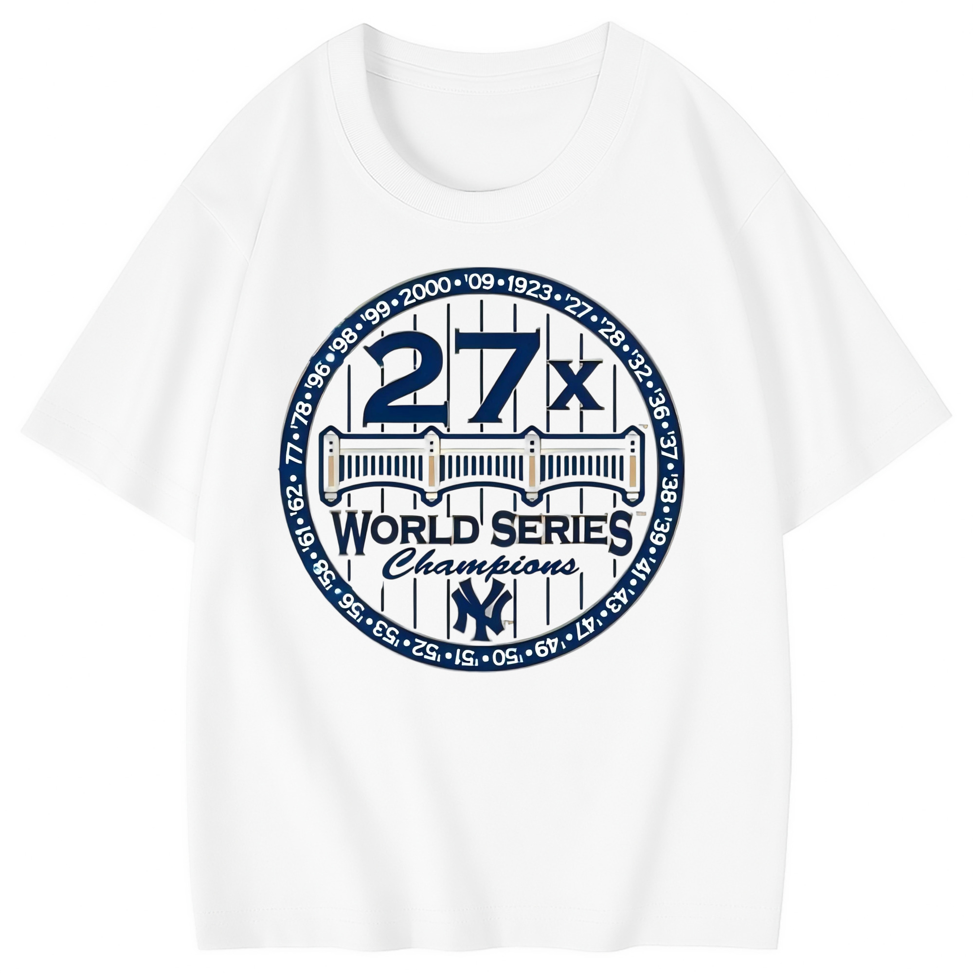 New York Yankees 27X WS Champions Combed Cotton Kids T-Shirt 180g With Front Heat Transfer Print – Soft, Lightweight, Side-Seamed Design – Stylish And Comfortable Casual Wear For Everyday Activities