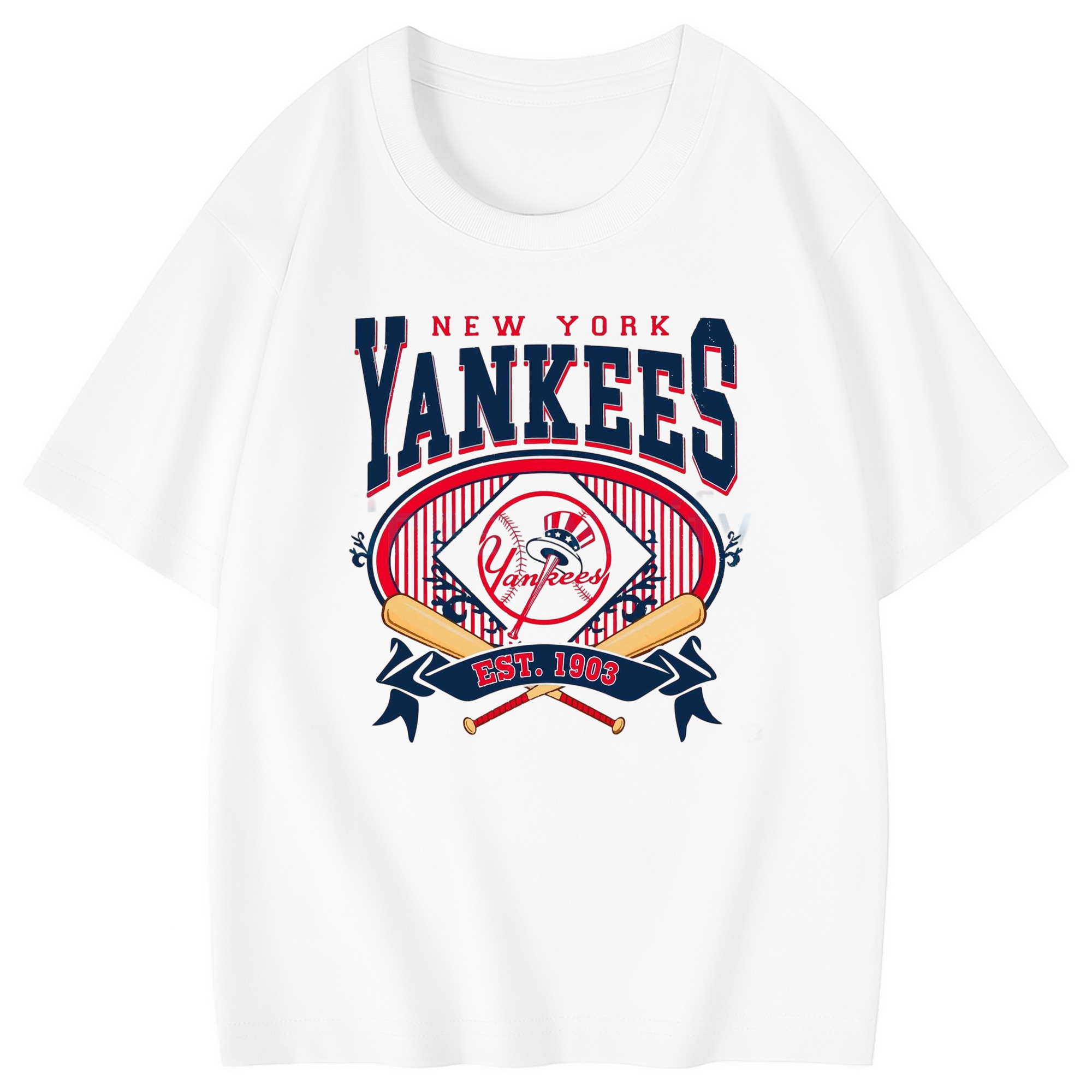 New York Yankees Vintage Est.1903 Combed Cotton Kids T-Shirt 180g With Front Heat Transfer Print – Soft, Lightweight, Side-Seamed Design – Stylish And Comfortable Casual Wear For Everyday Activities