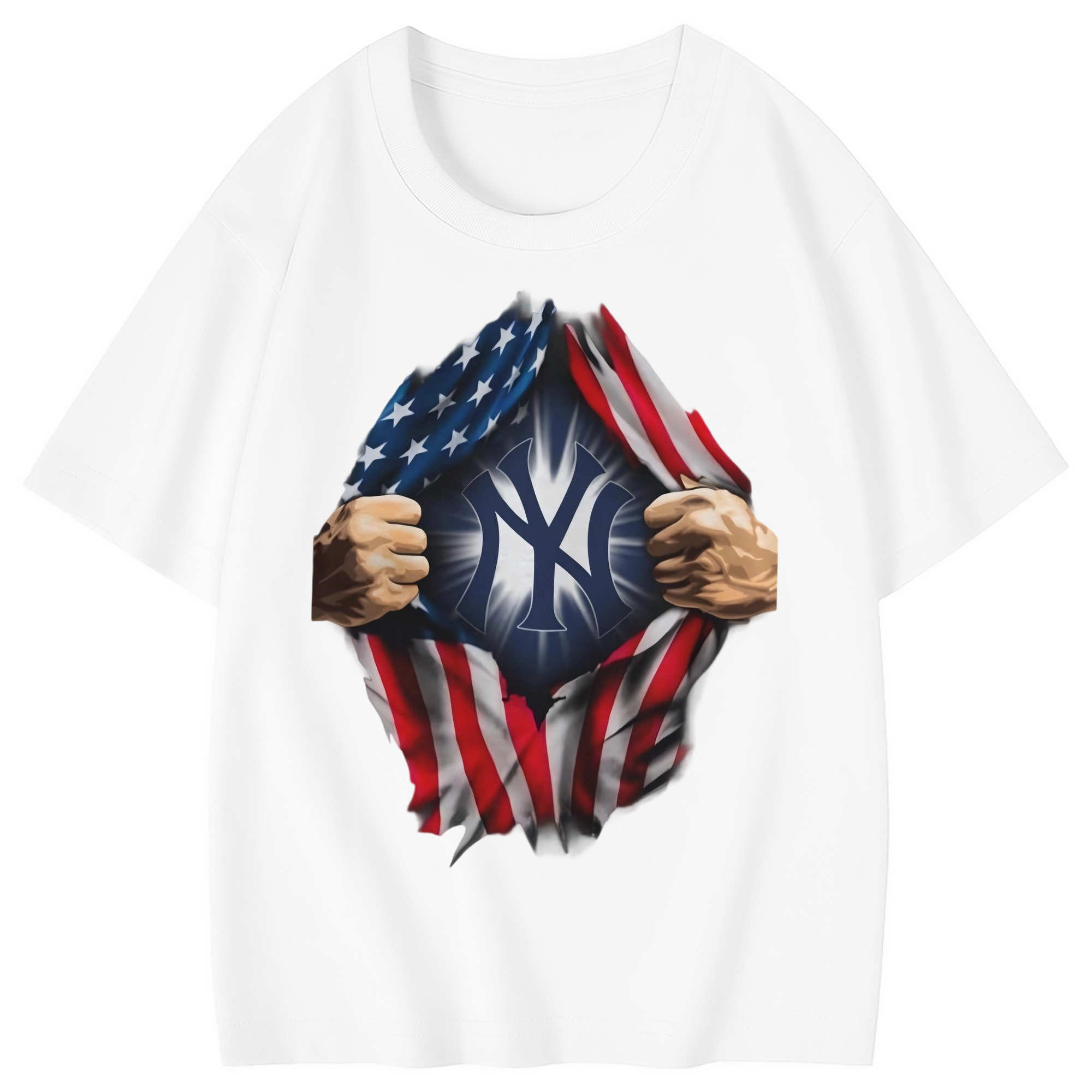 New York Yankees US Flag Yankees Inside Me Combed Cotton Kids T-Shirt 180g With Front Heat Transfer Print – Soft, Lightweight, Side-Seamed Design – Stylish And Comfortable Casual Wear For Everyday Activities