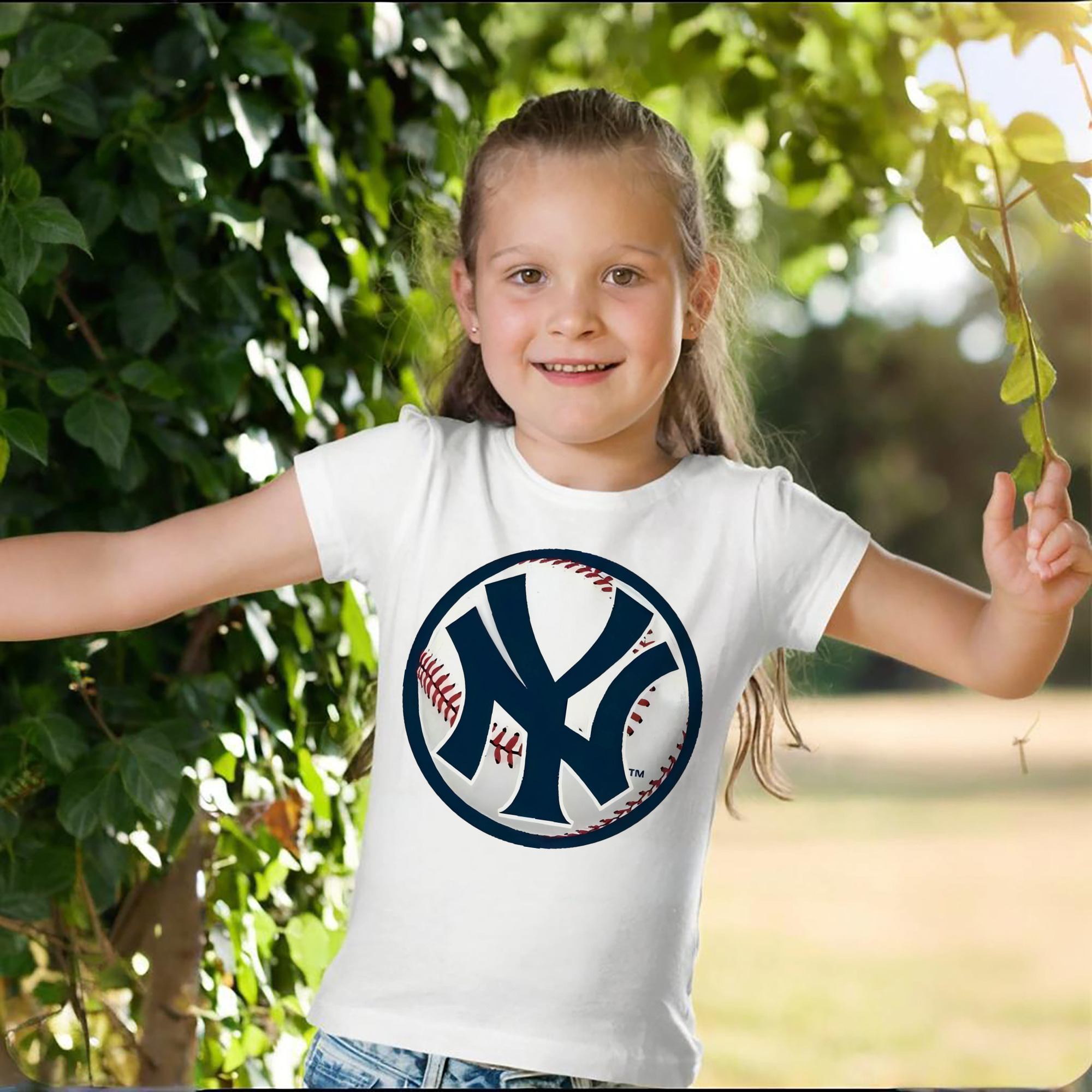 New York Yankees Baseball Combed Cotton Kids T-Shirt 180g With Front Heat Transfer Print – Soft, Lightweight, Side-Seamed Design – Stylish And Comfortable Casual Wear For Everyday Activities
