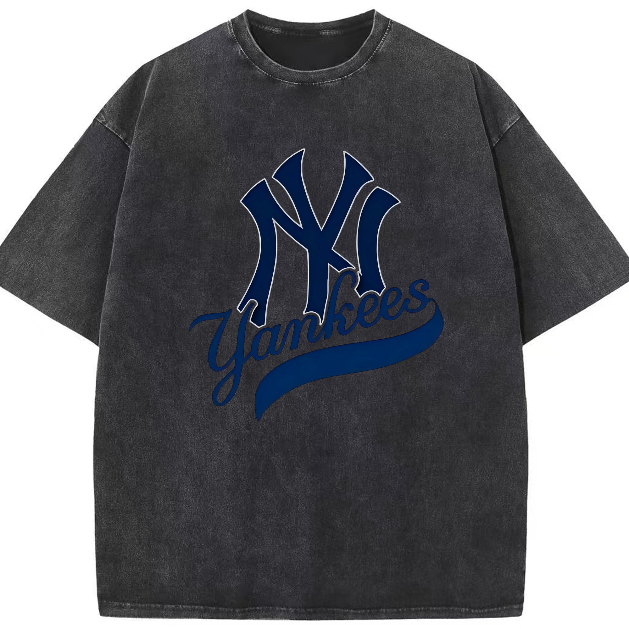 New York Yankees Logo Washed Vintage Look 230g Cotton Oversized T-Shirt With Front Heat Transfer Print – Soft, Lightweight, Stylish Fit – Comfortable Casual Wear For Sports & Everyday Use