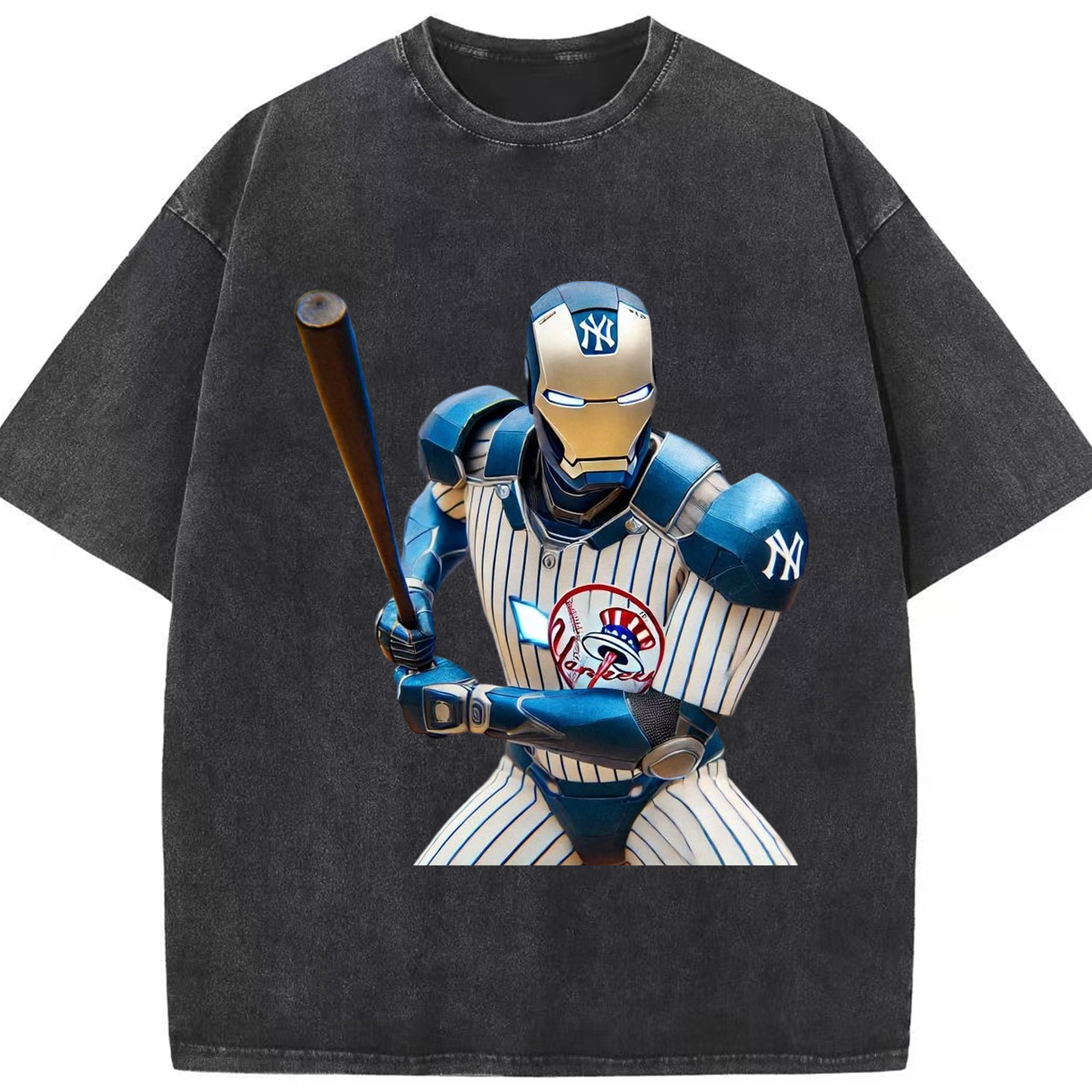New York Yankees 283 Washed Vintage Look 230g Cotton Oversized T-Shirt With Front Heat Transfer Print – Soft, Lightweight, Stylish Fit – Comfortable Casual Wear For Sports & Everyday Use
