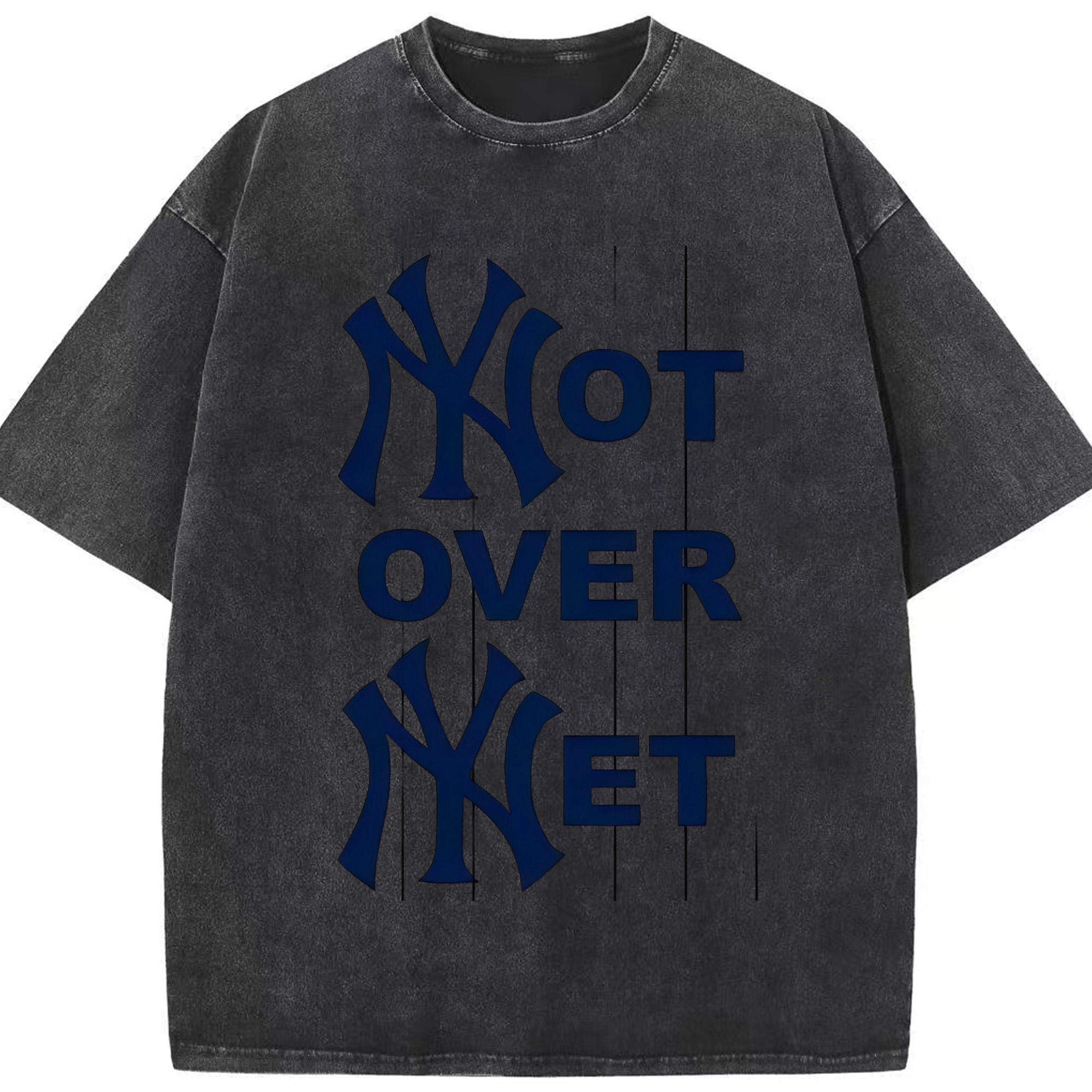New York Yankees Not over Net Washed Vintage Look 230g Cotton Oversized T-Shirt With Front Heat Transfer Print – Soft, Lightweight, Stylish Fit – Comfortable Casual Wear For Sports & Everyday Use