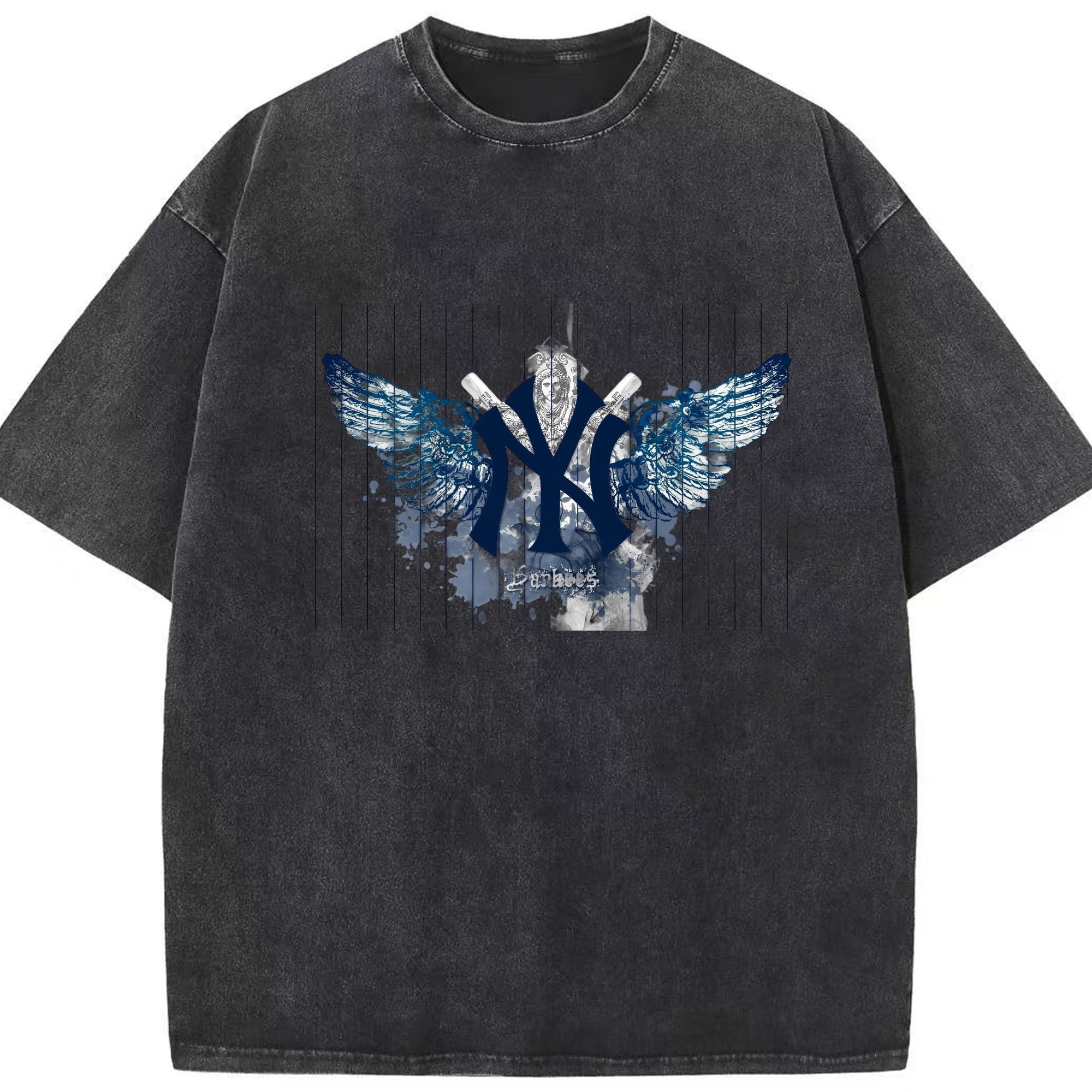 New York Yankees 293 Washed Vintage Look 230g Cotton Oversized T-Shirt With Front Heat Transfer Print – Soft, Lightweight, Stylish Fit – Comfortable Casual Wear For Sports & Everyday Use