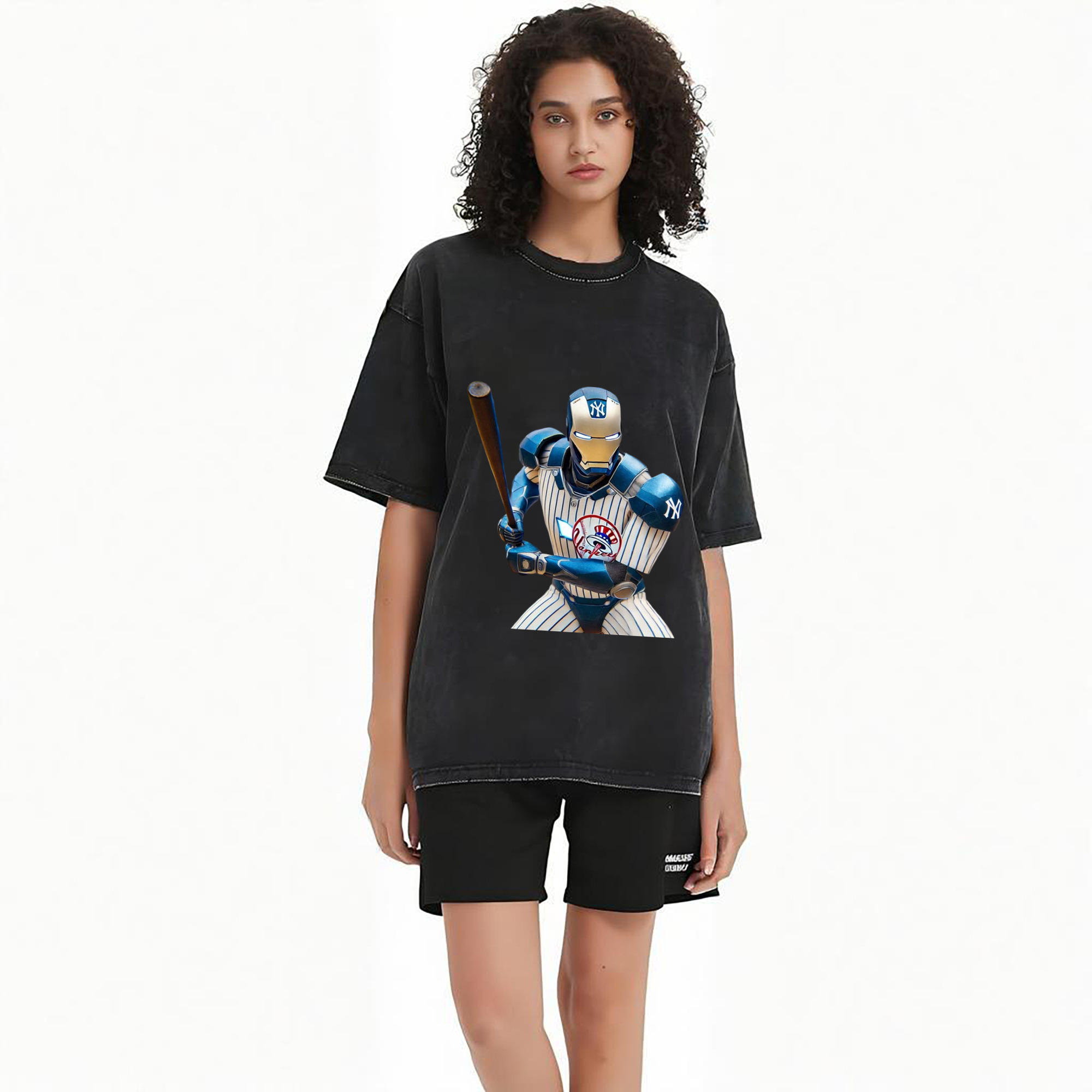 New York Yankees 283 Washed Vintage Look 230g Cotton Oversized T-Shirt With Front Heat Transfer Print – Soft, Lightweight, Stylish Fit – Comfortable Casual Wear For Sports & Everyday Use