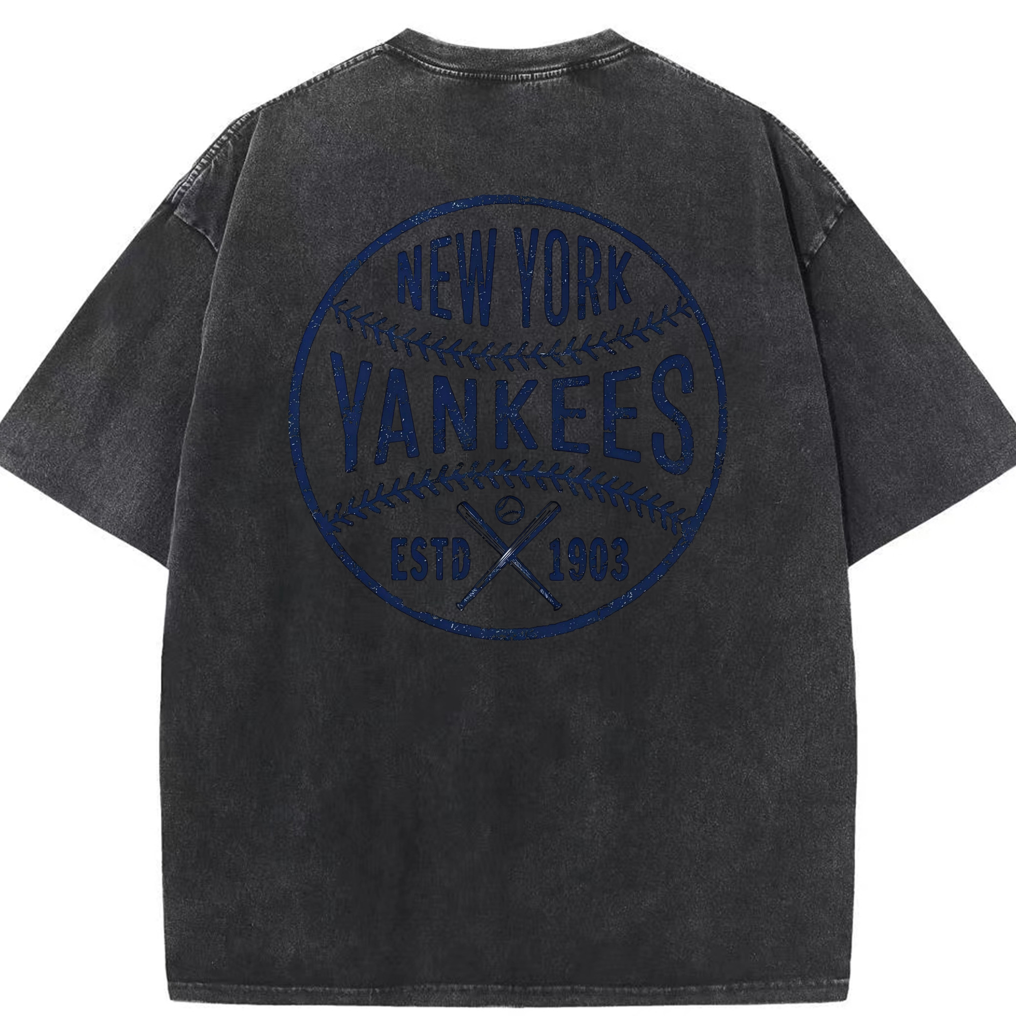 New York Yankees Estd 1903 Washed Vintage 230g Cotton Oversized T-Shirt With Back Heat Transfer Print – Soft, Lightweight & Stylish – Comfortable Casual Wear For Sports & Everyday Use